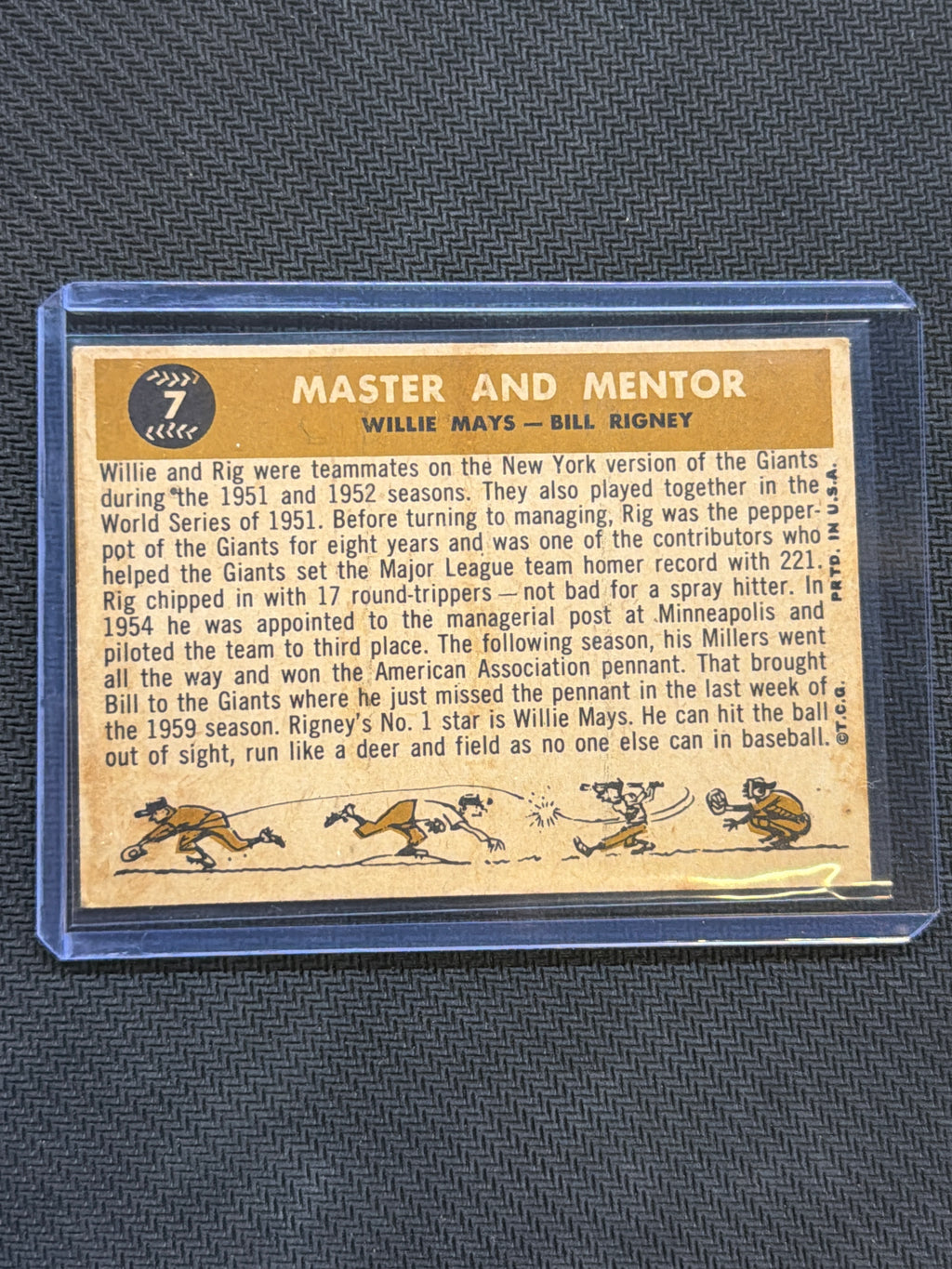 1960 Topps Master Mentor Mays Rigney #7 Giants