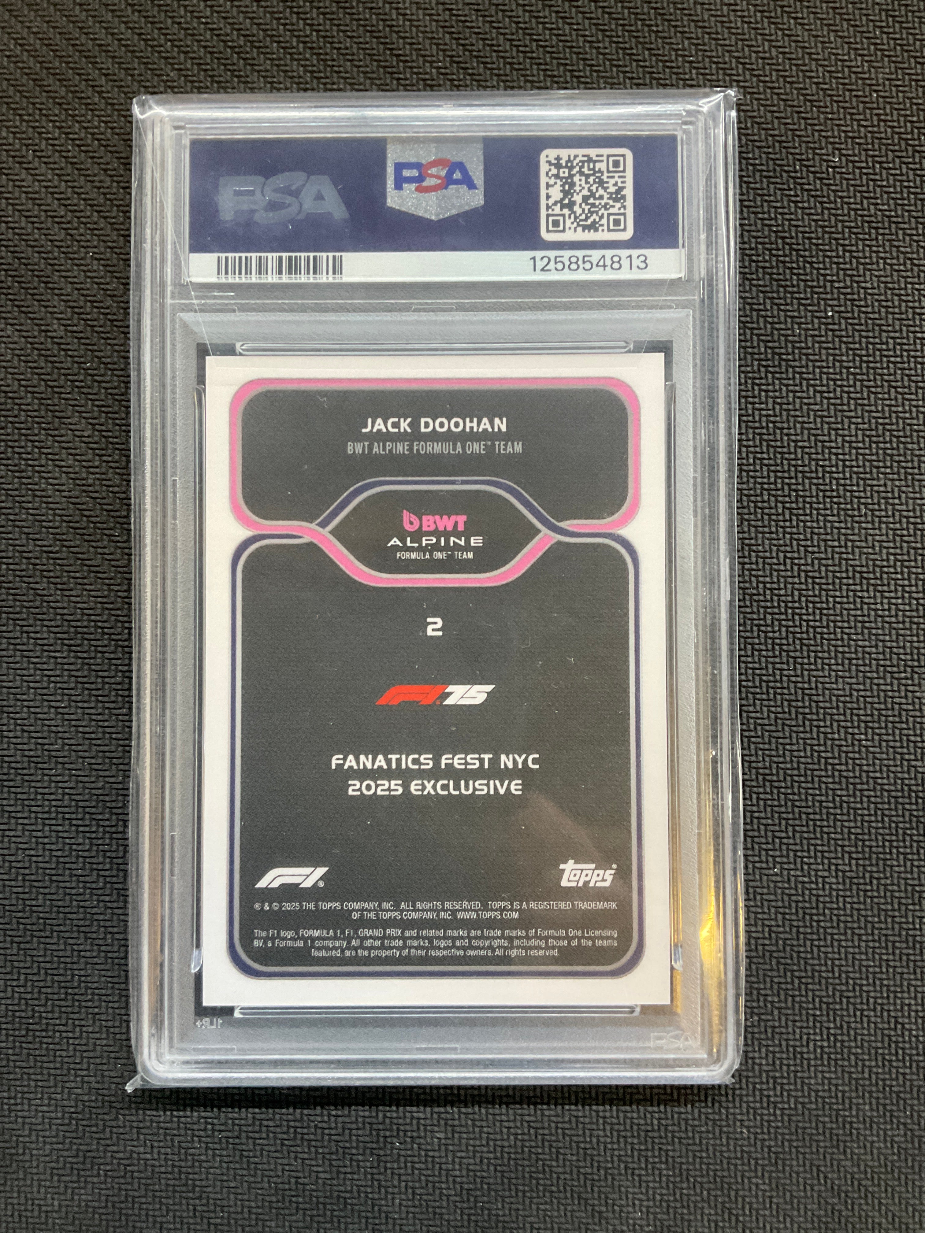 2025 Topps F1 Fanatics Fest Jack Doohan #2 Rookie PSA 10