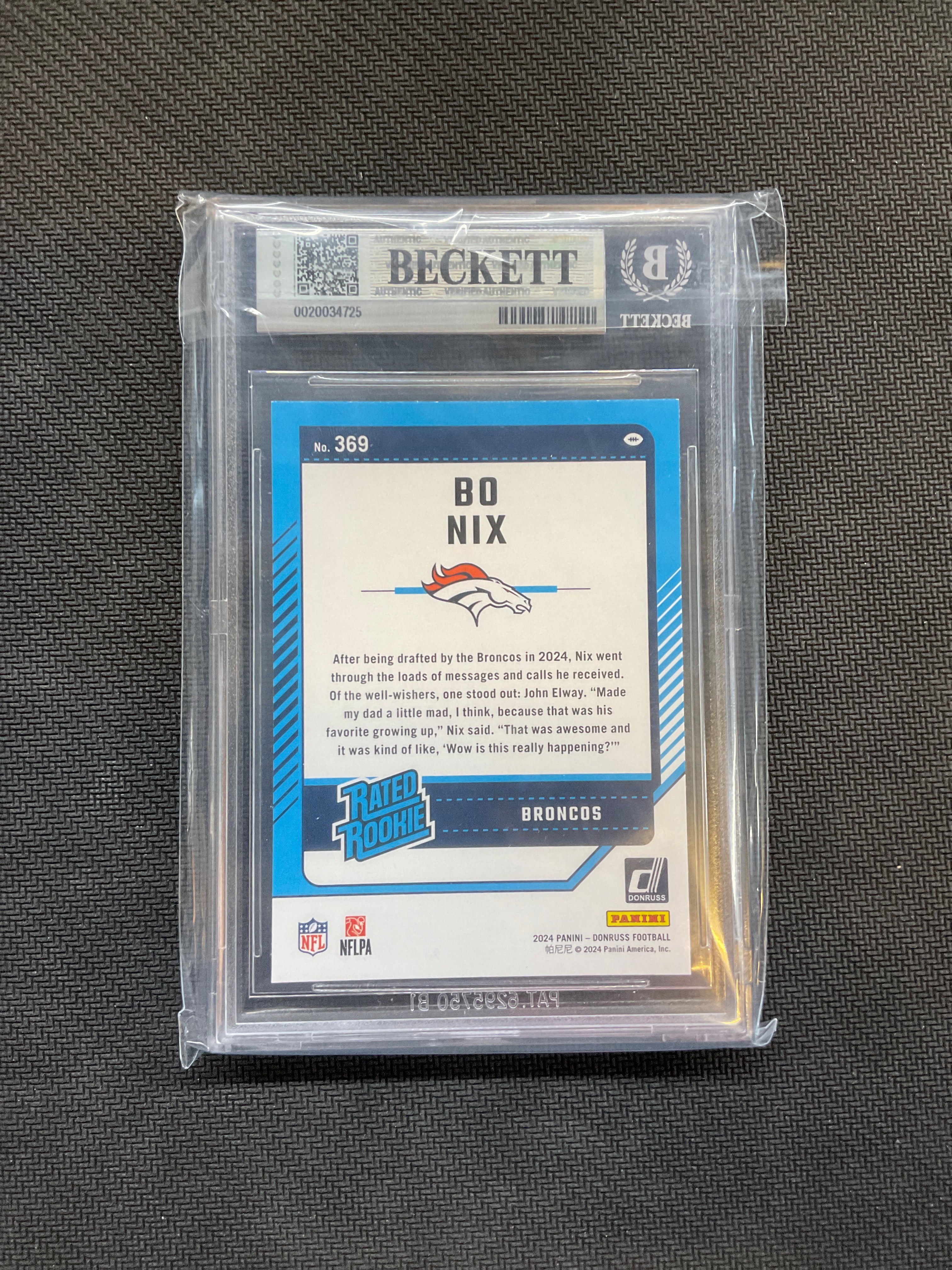 2024 Donruss Bo Nix BGS 9