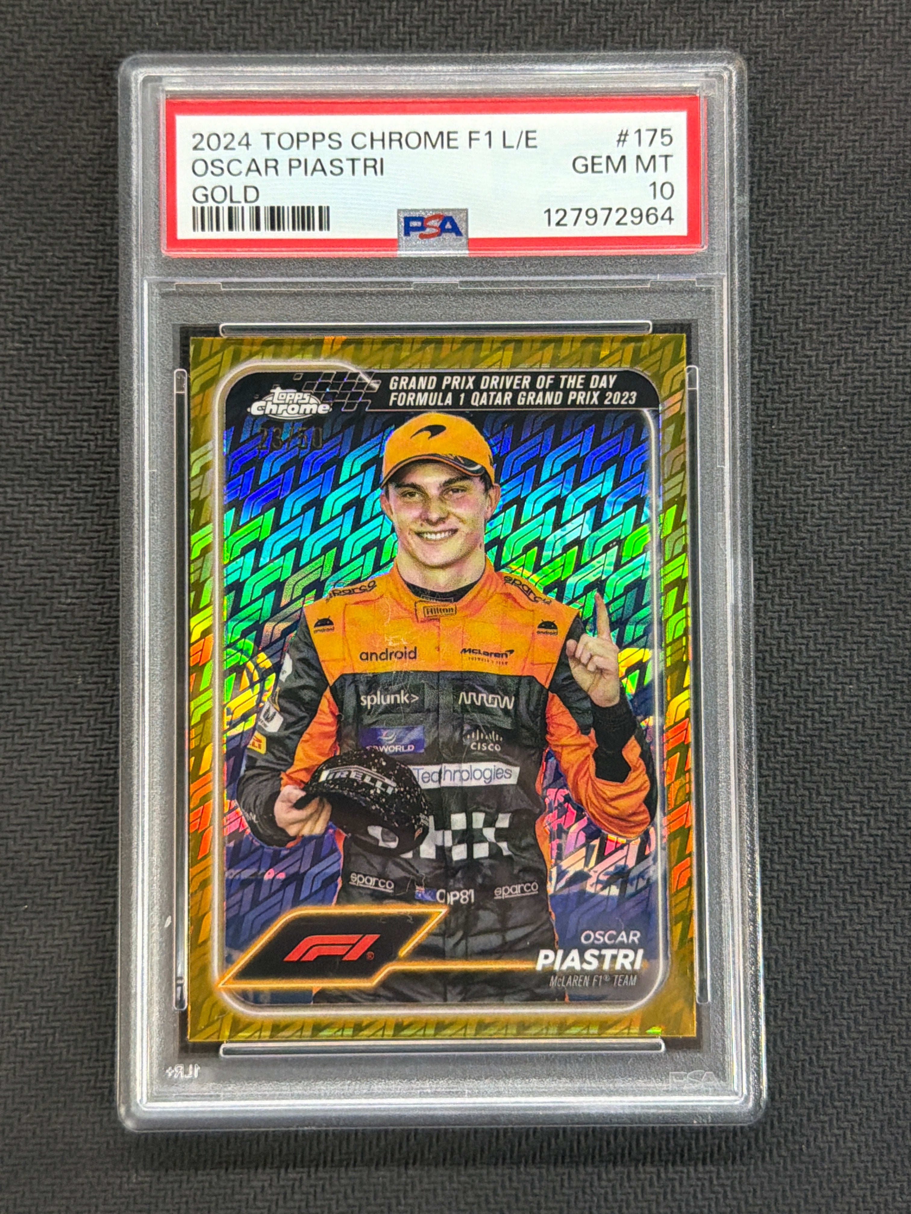 2024 Topps Chrome F1 Logofractor Oscar Piastri Gold /50 PSA 10 964