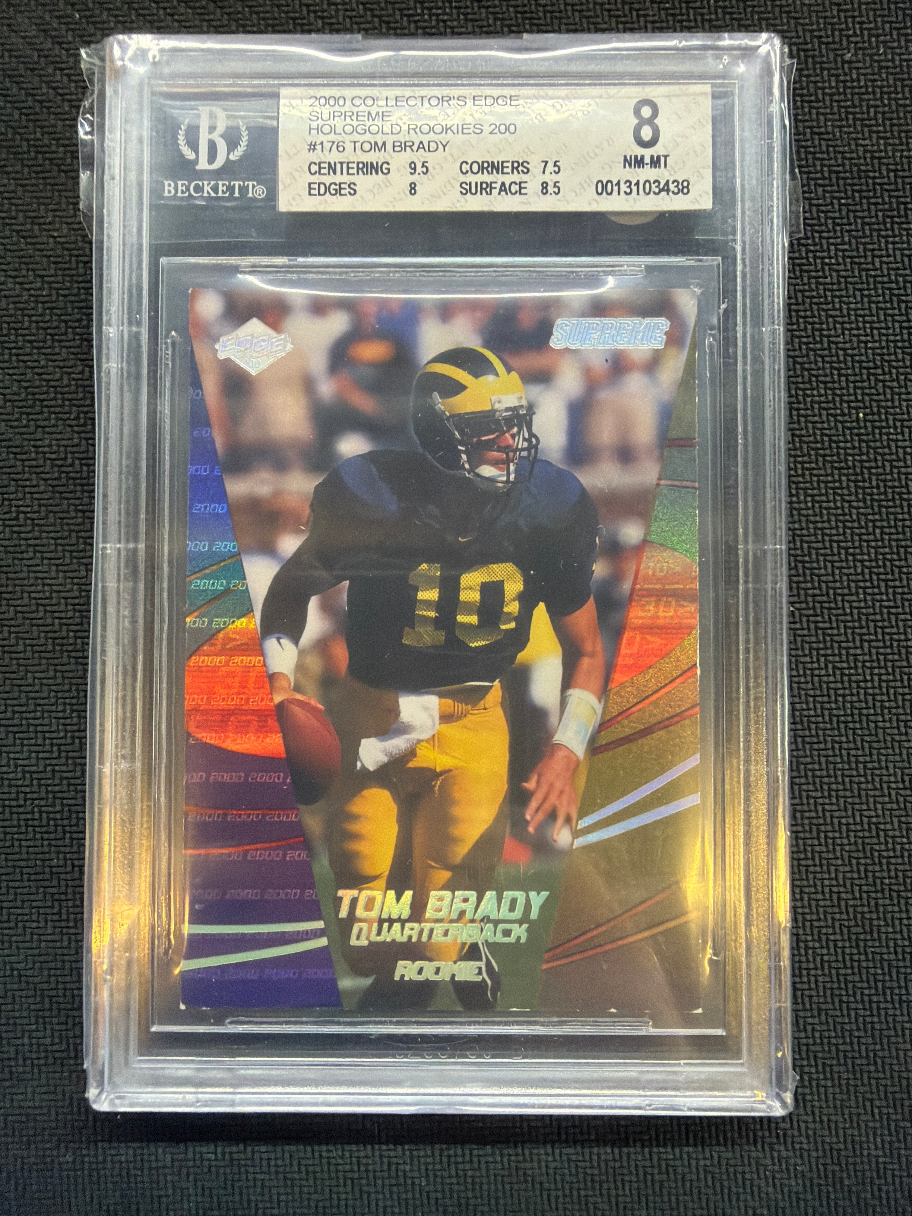 2000 Collector's Edge Supreme Tom Brady HoloGold /200 BGS 8