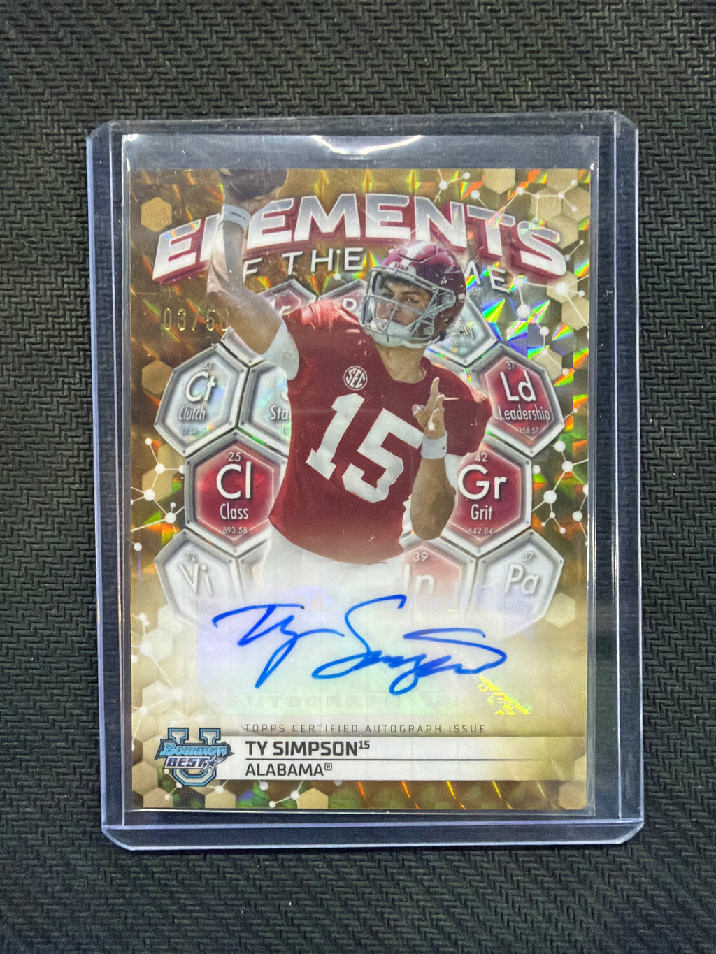 2023 Bowman U Best Ty Simpson Gold Elements Auto /50 Alabama