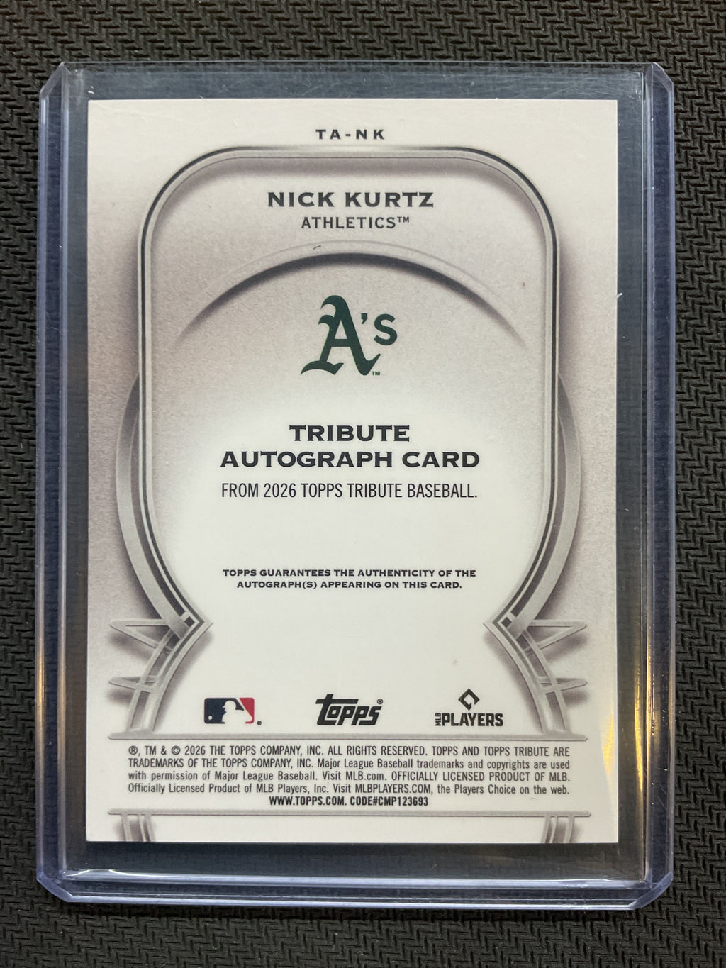 2026 Topps Tribute Nick Kurtz Auto /99 Athletics