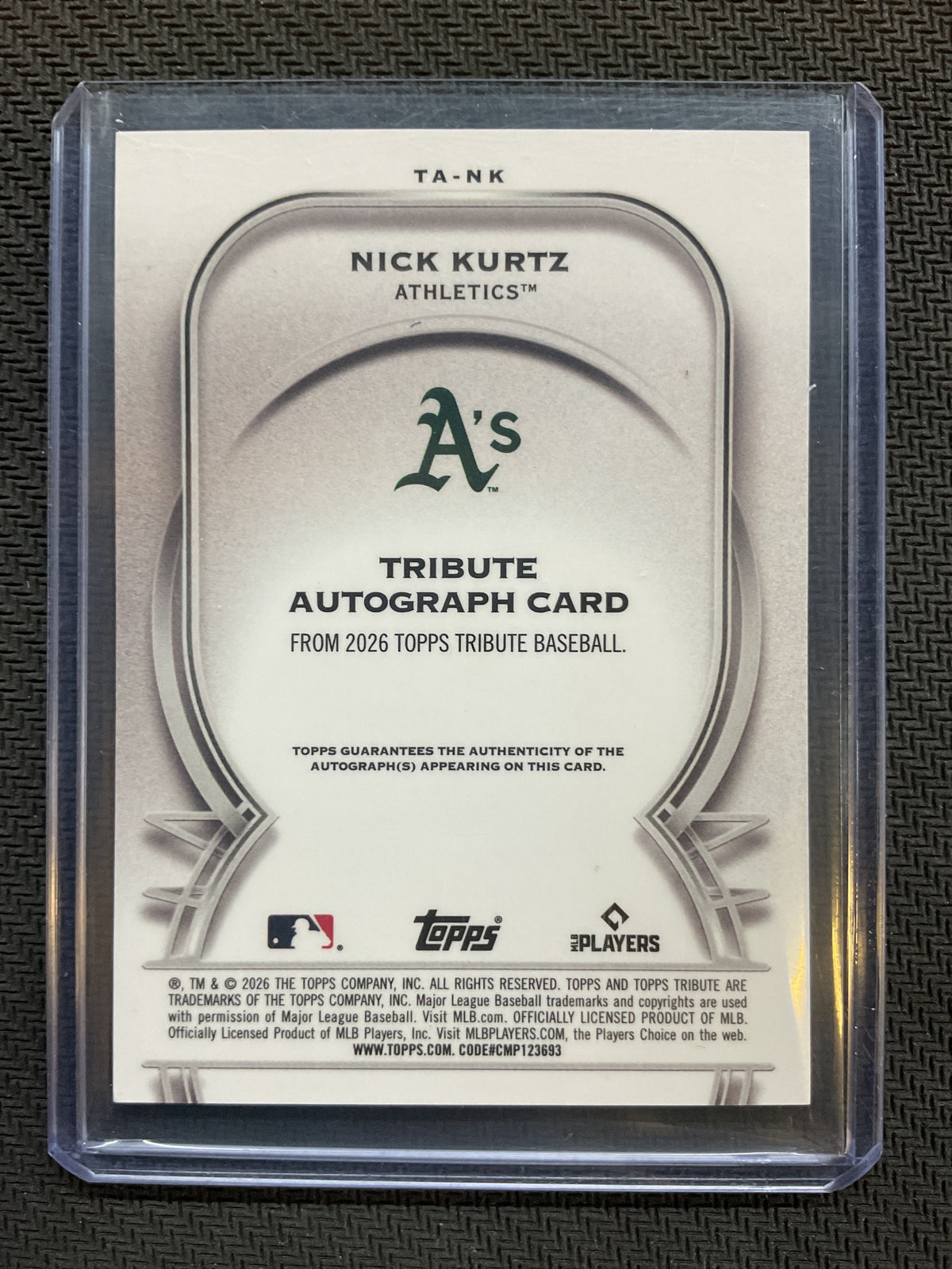2026 Topps Tribute Nick Kurtz Auto /99 Athletics