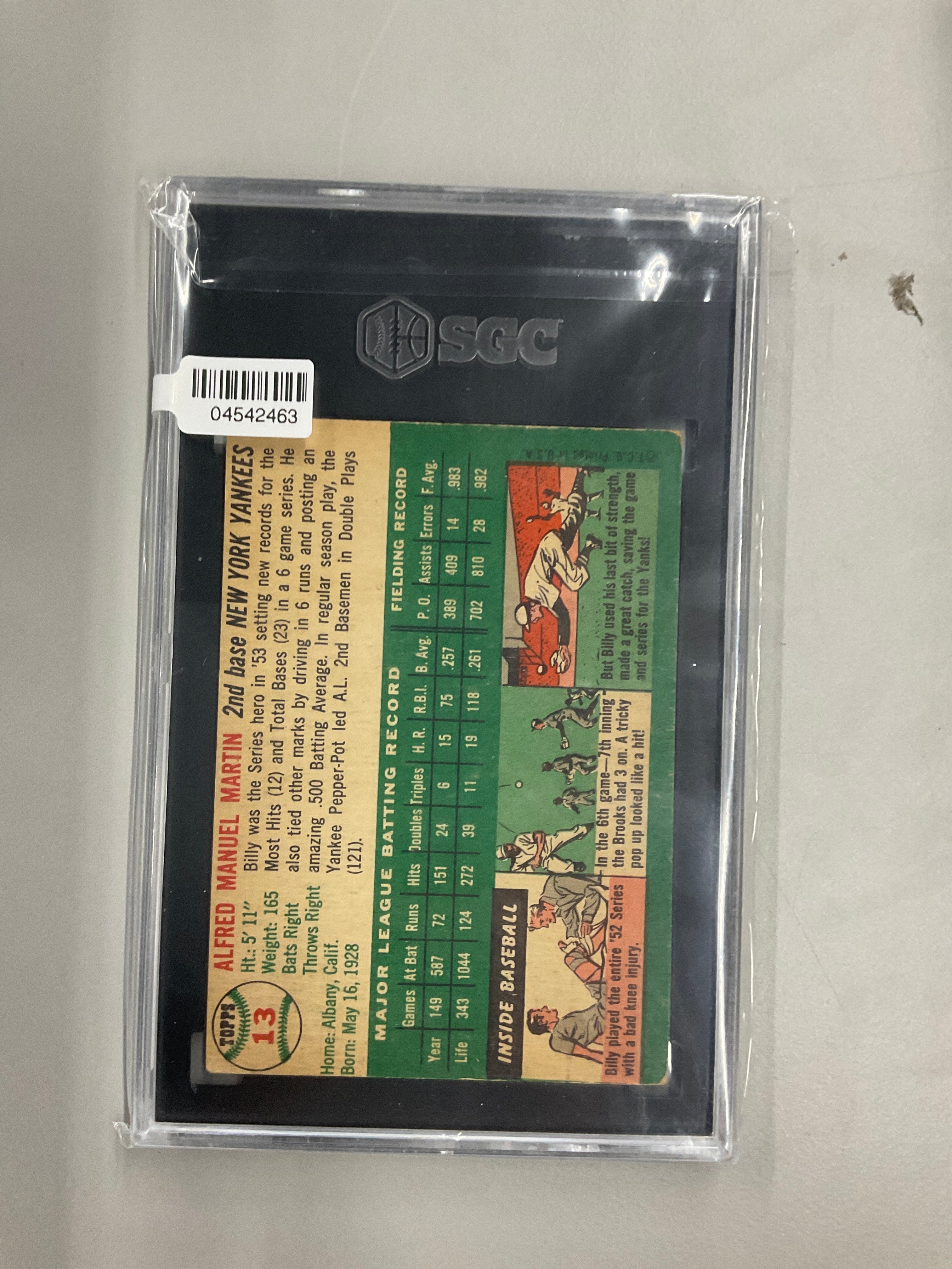 1954 Topps #13 Billy Martin SGC 3
