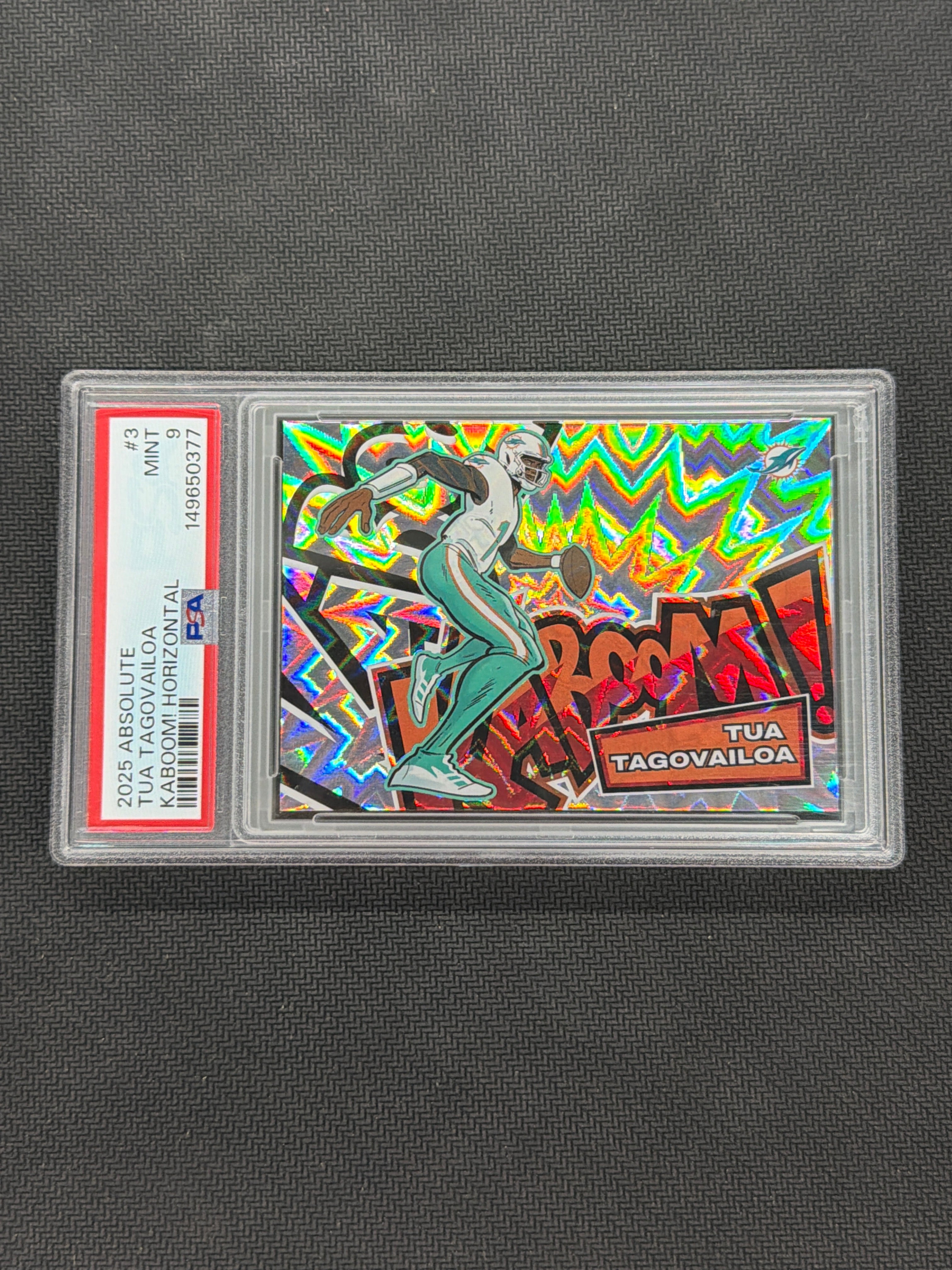 2025 Panini Absolute Tua Tagovailoa Kaboom! Horizontal PSA 9