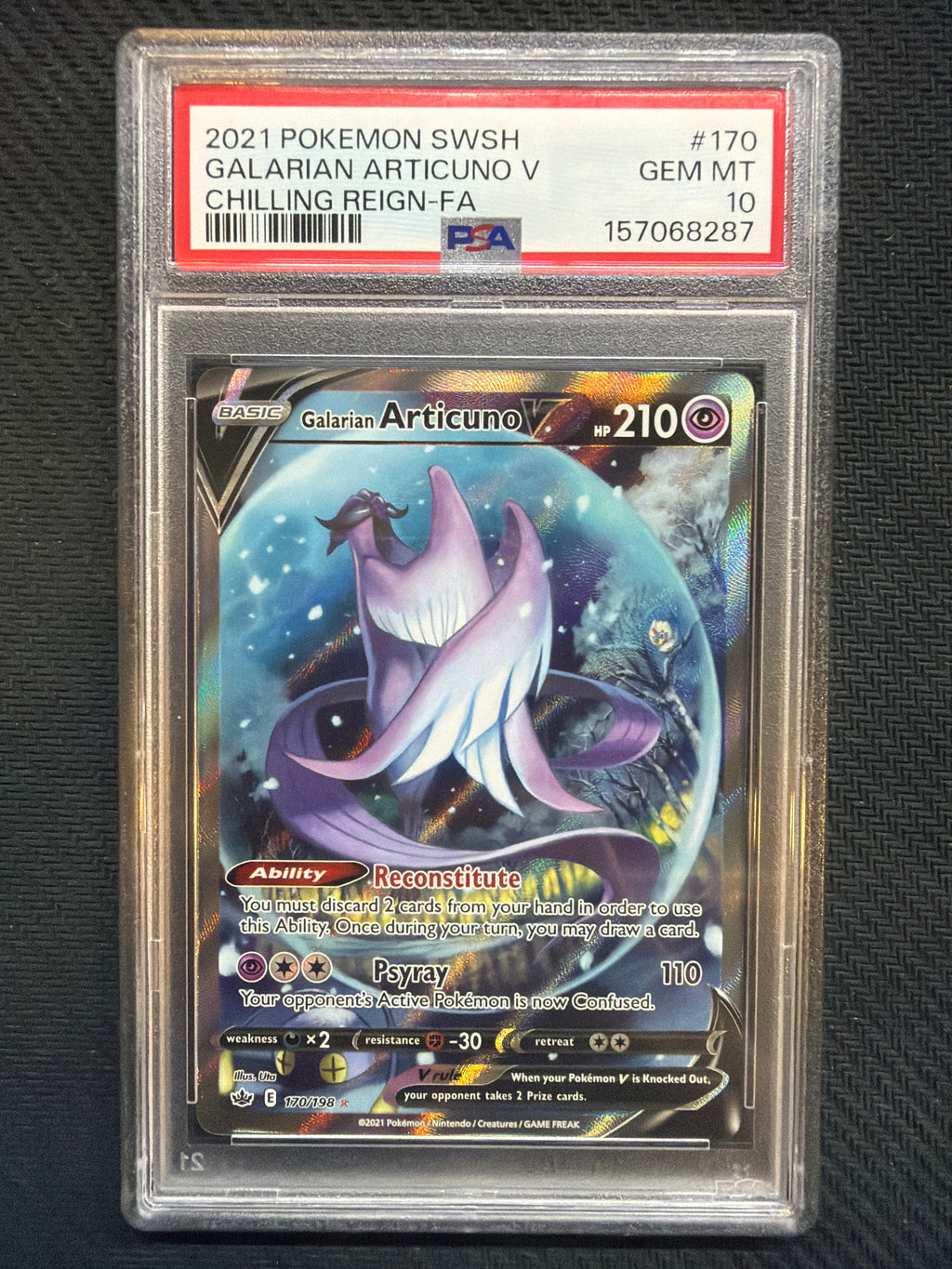 2021 Pokemon Chilling Reign Galarian Articuno V 170 PSA 10