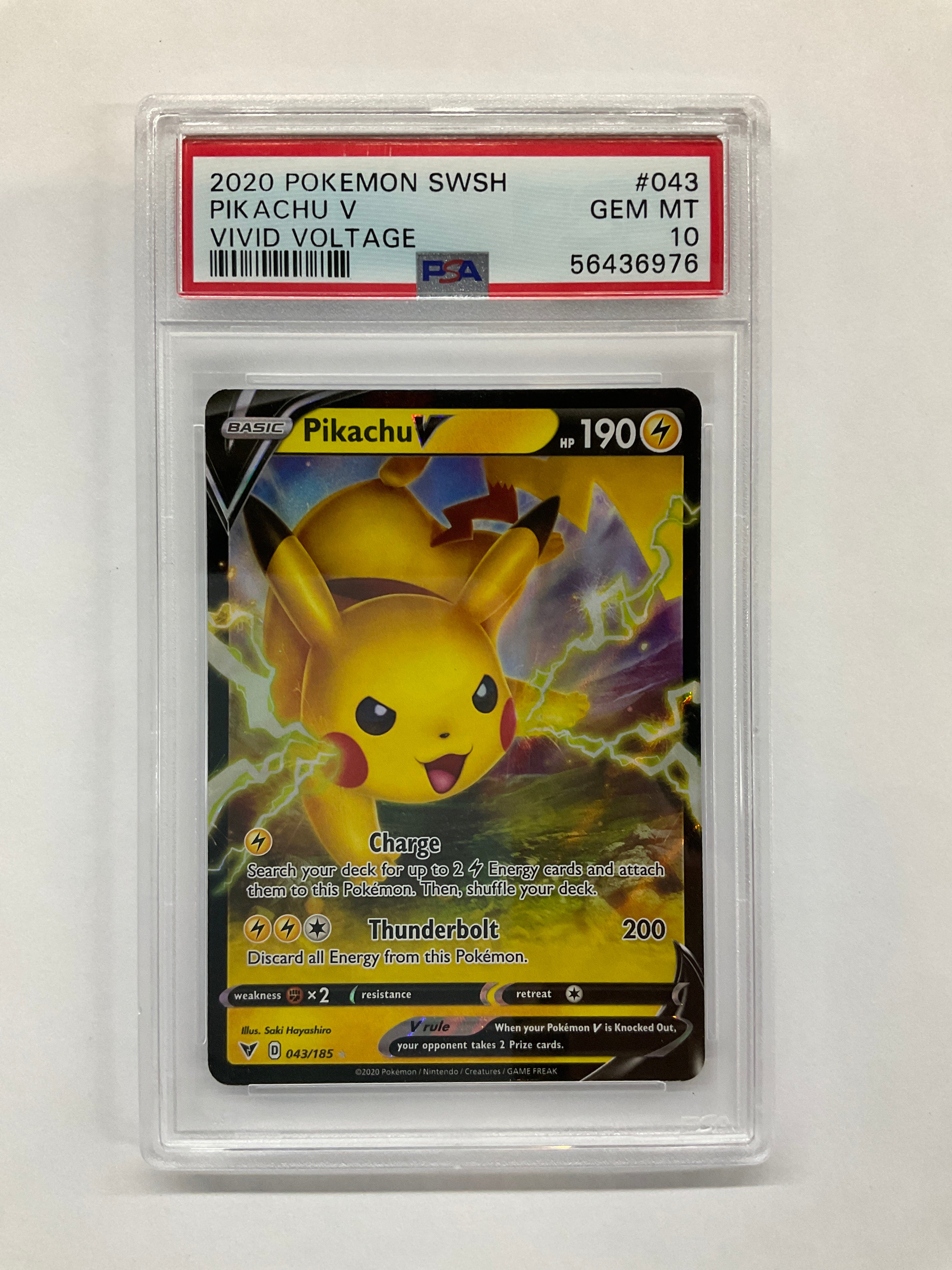 2020 Pokemon Vivid Voltage Pikachu V 043 PSA 10