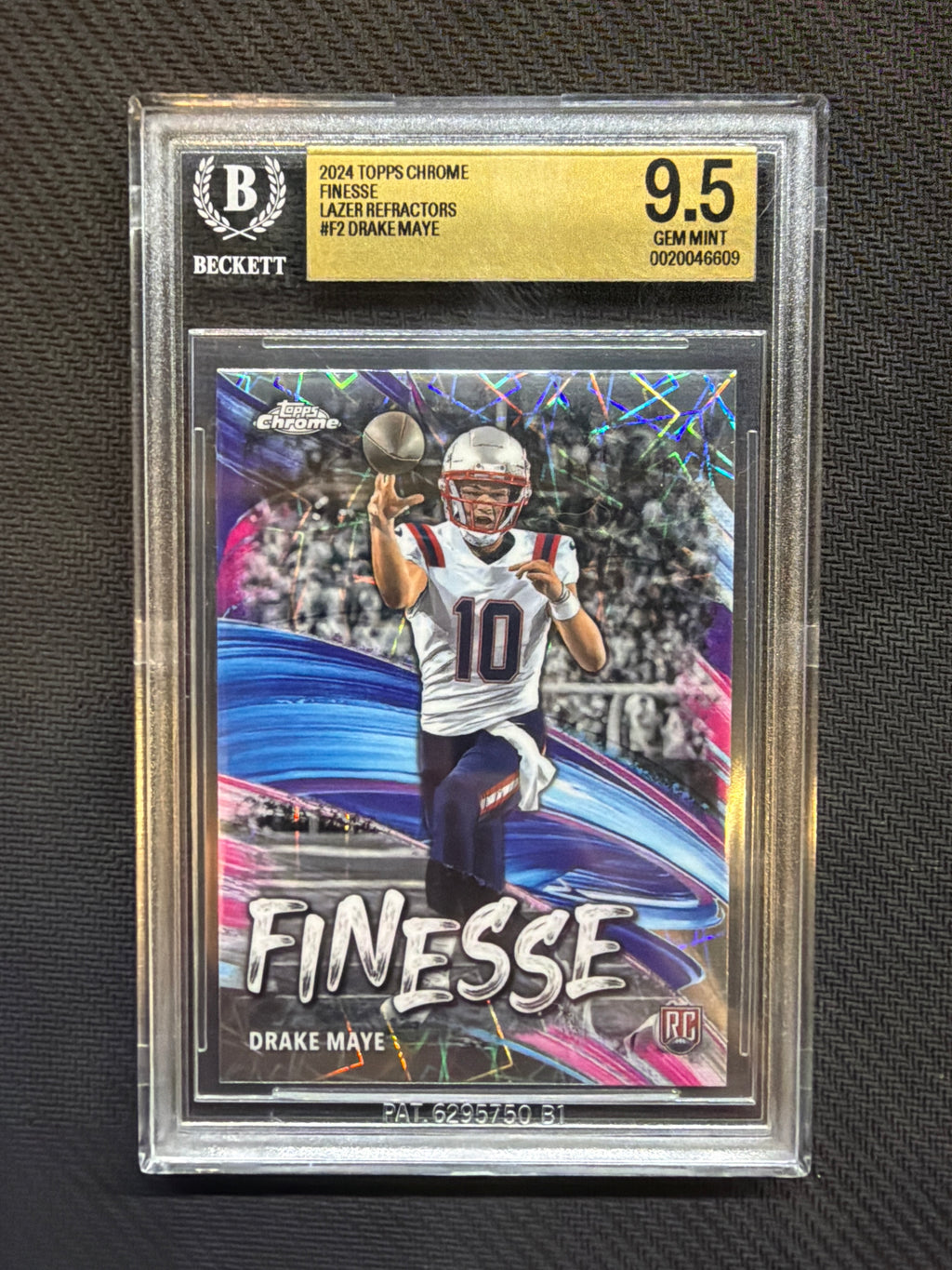 2024 Topps Chrome Finesse Lazer Refractor Drake Maye Rookie BGS 9.5 Patriots