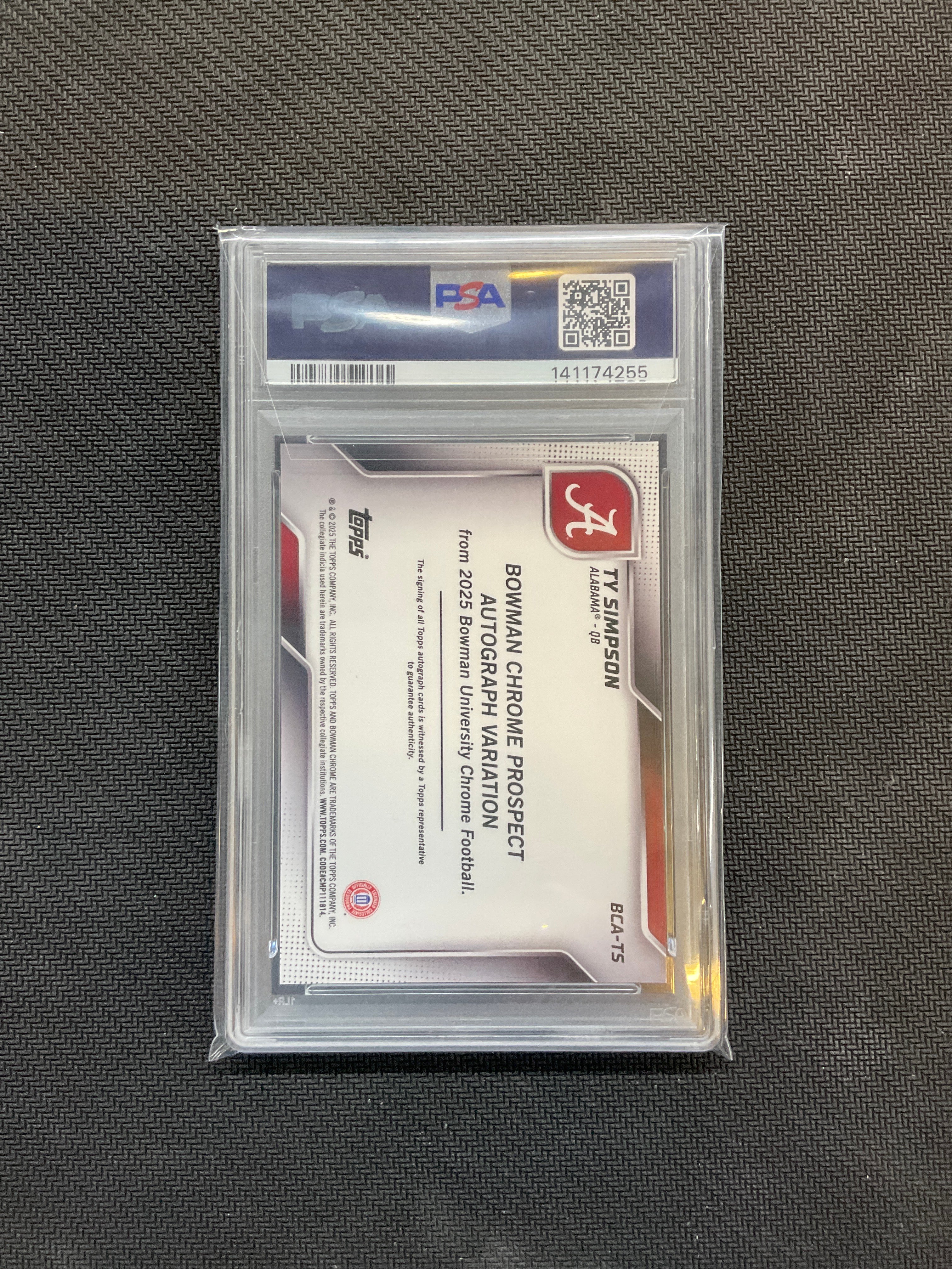 2025 Bowman U Chrome Ty Simpson Rookie Auto PSA 10 Alabama 255