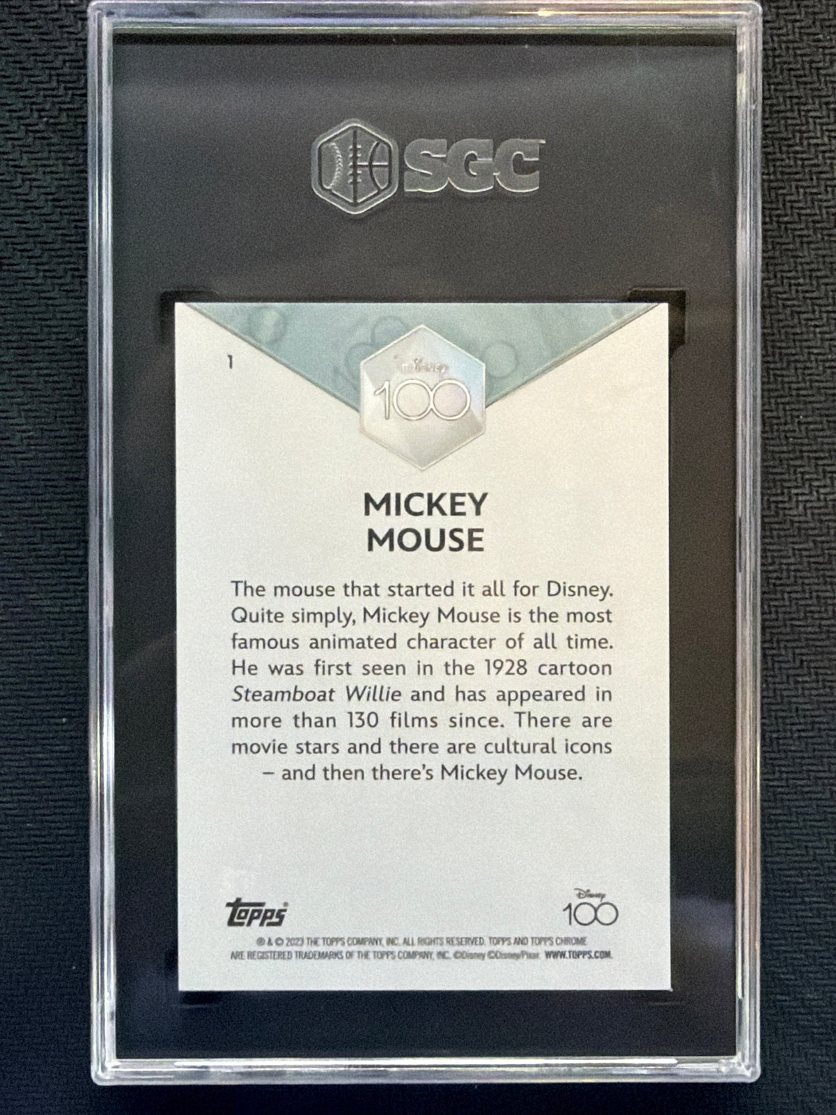 2023 Topps Chrome Disney 100 Mickey Mouse Rookie Pink /399 SGC 9 Rookie