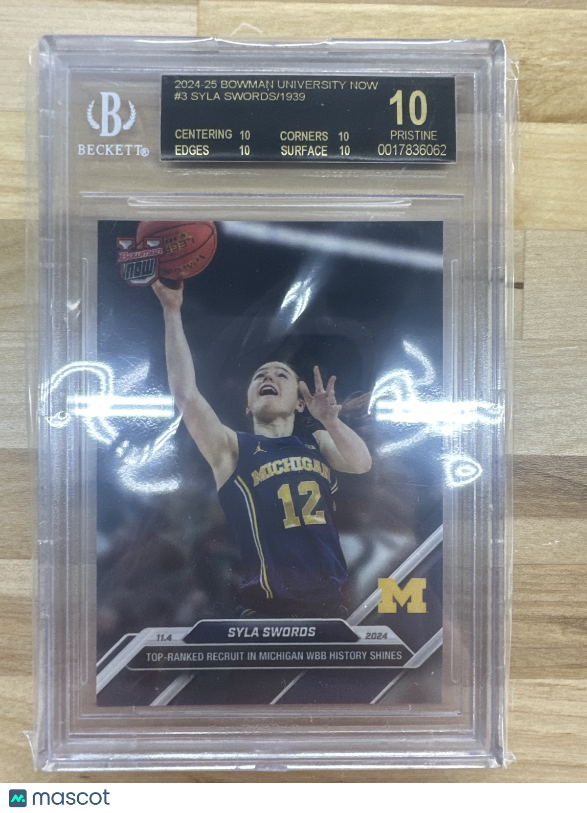 2024 Bowman Now #3 Syla Swords BGS 10 BLACK LABEL