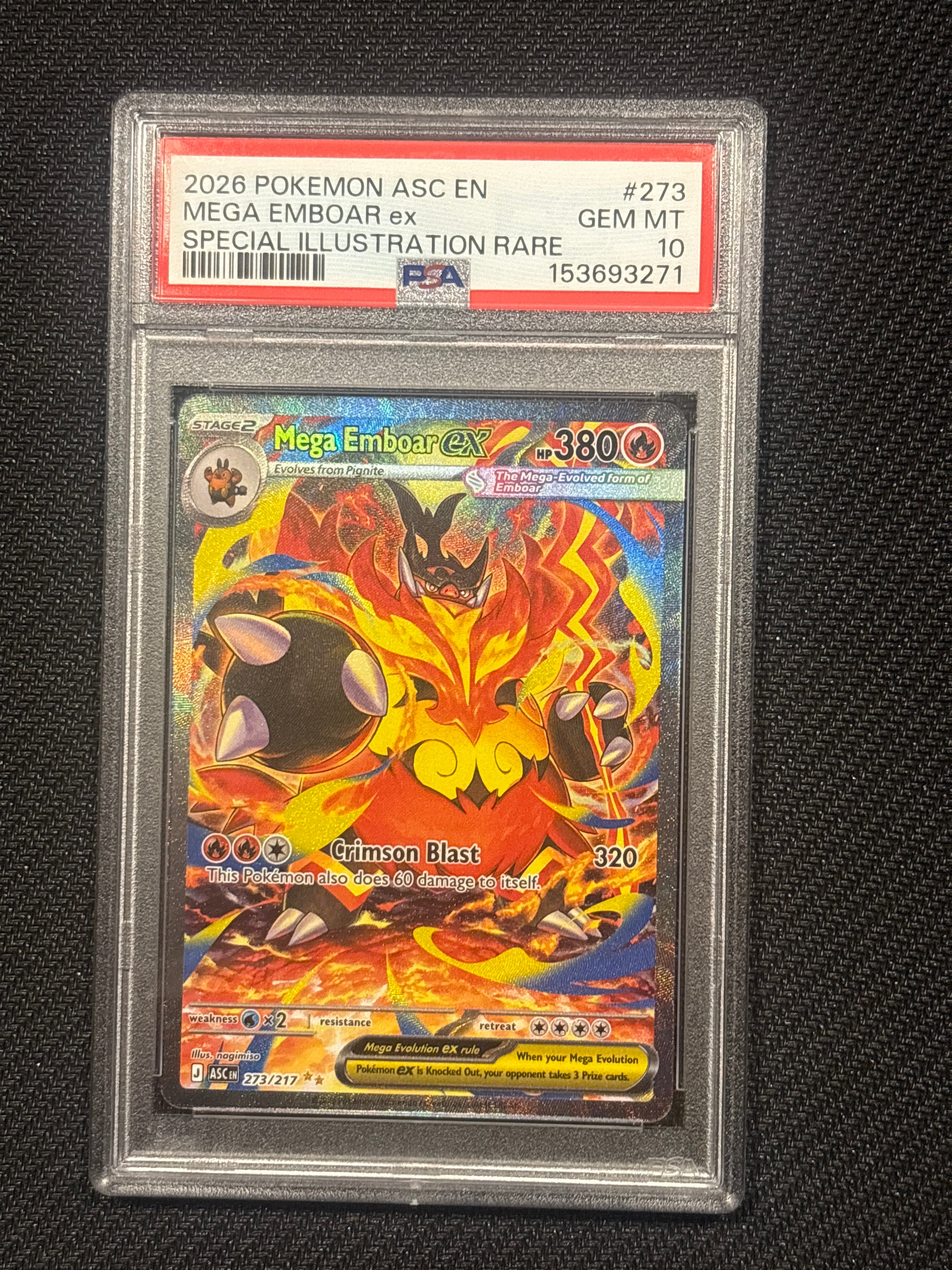 2026 Pokemon Ascended Heroes Mega Emboar ex 273 PSA 10