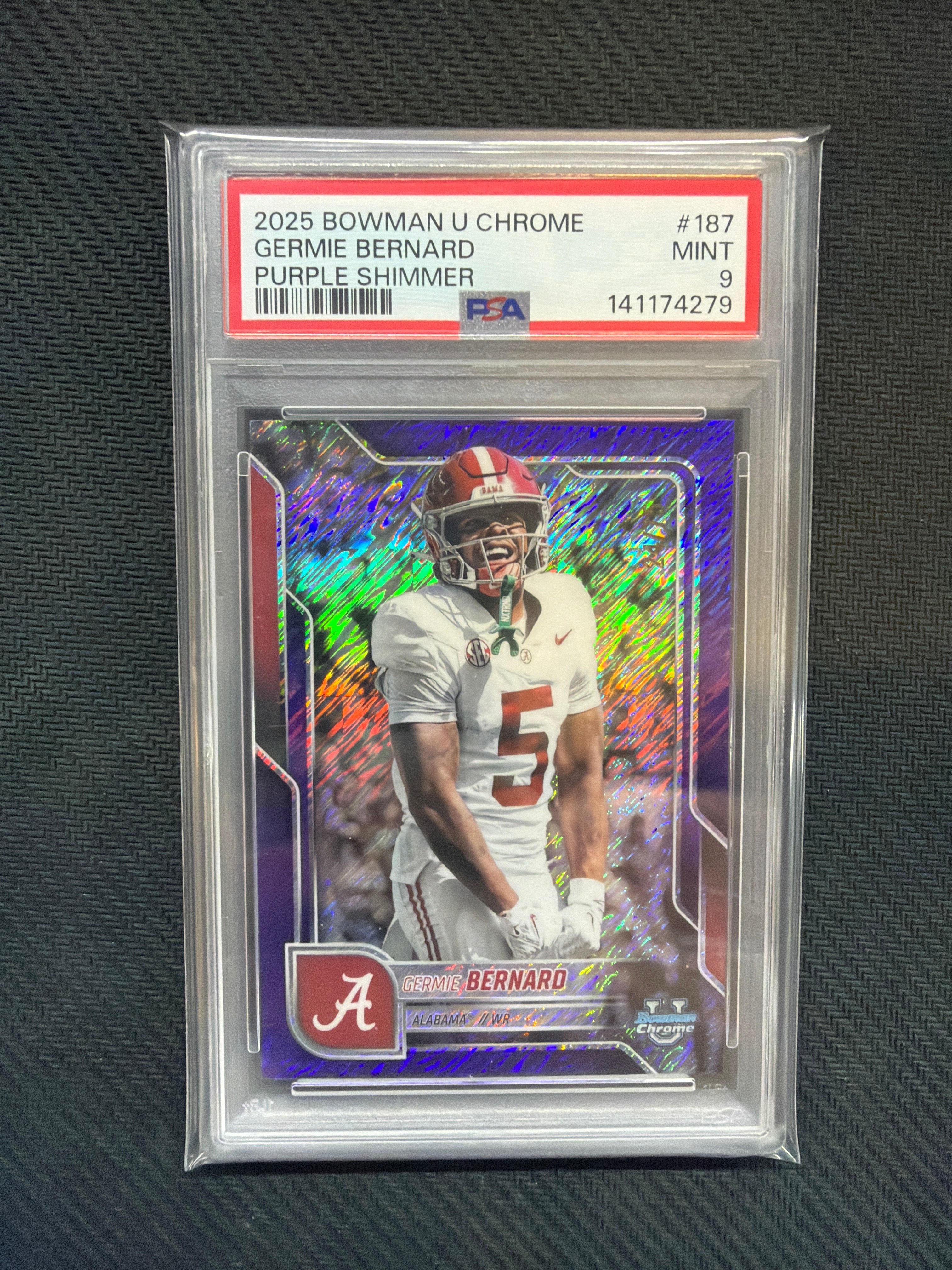 2025 Bowman U Chrome Germie Bernard Purplem Shimmer /75 PSA 9 Alabama