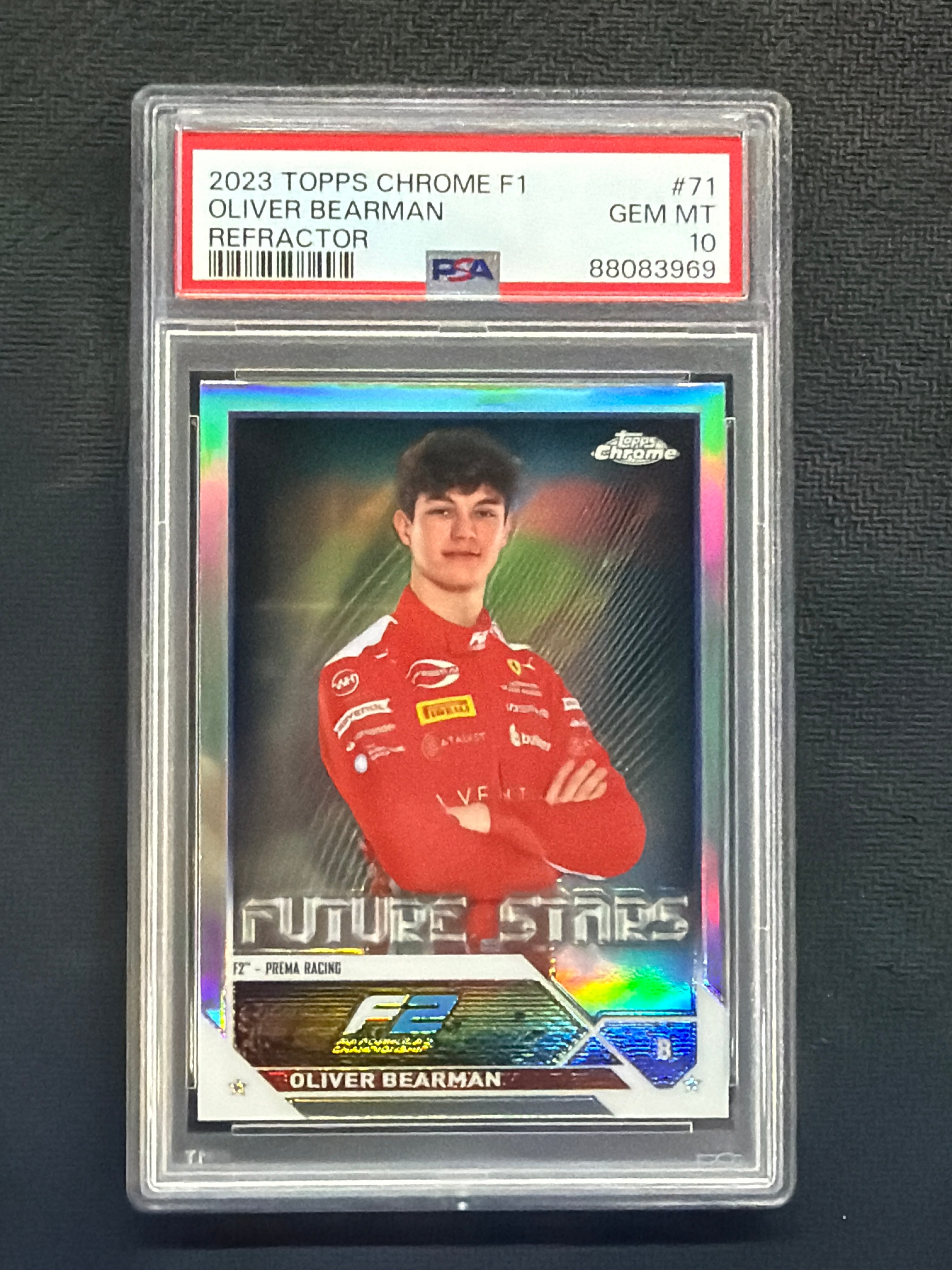 2023 Topps Chrome F1 Oliver Bearman Rookie Refractor #71 PSA 10
