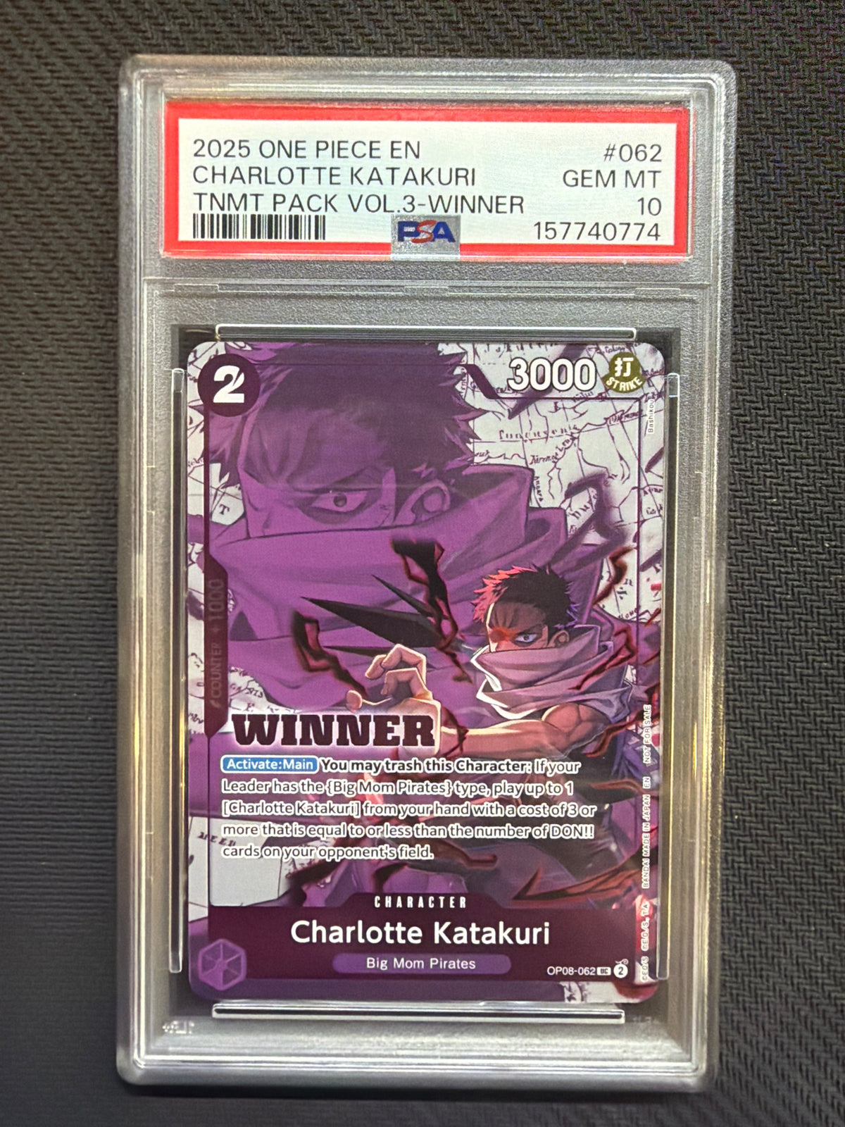 one piece card game tournament pack vol 3 2025 Volume Winner Charlotte Katakuri 062 PSA 10 774 Style:One of each Aristocrats Unbox the 4 included MTG x ATLA Universes