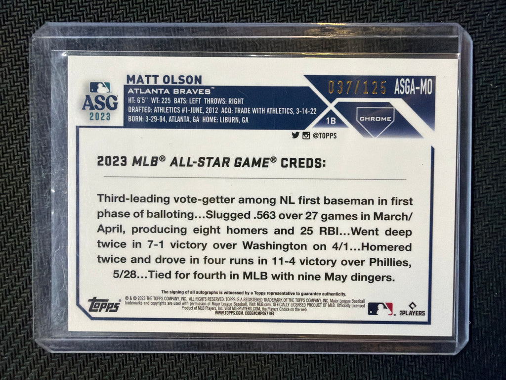 2023 Topps Chrome Matt Olson All Star Game Auto /125 Braves