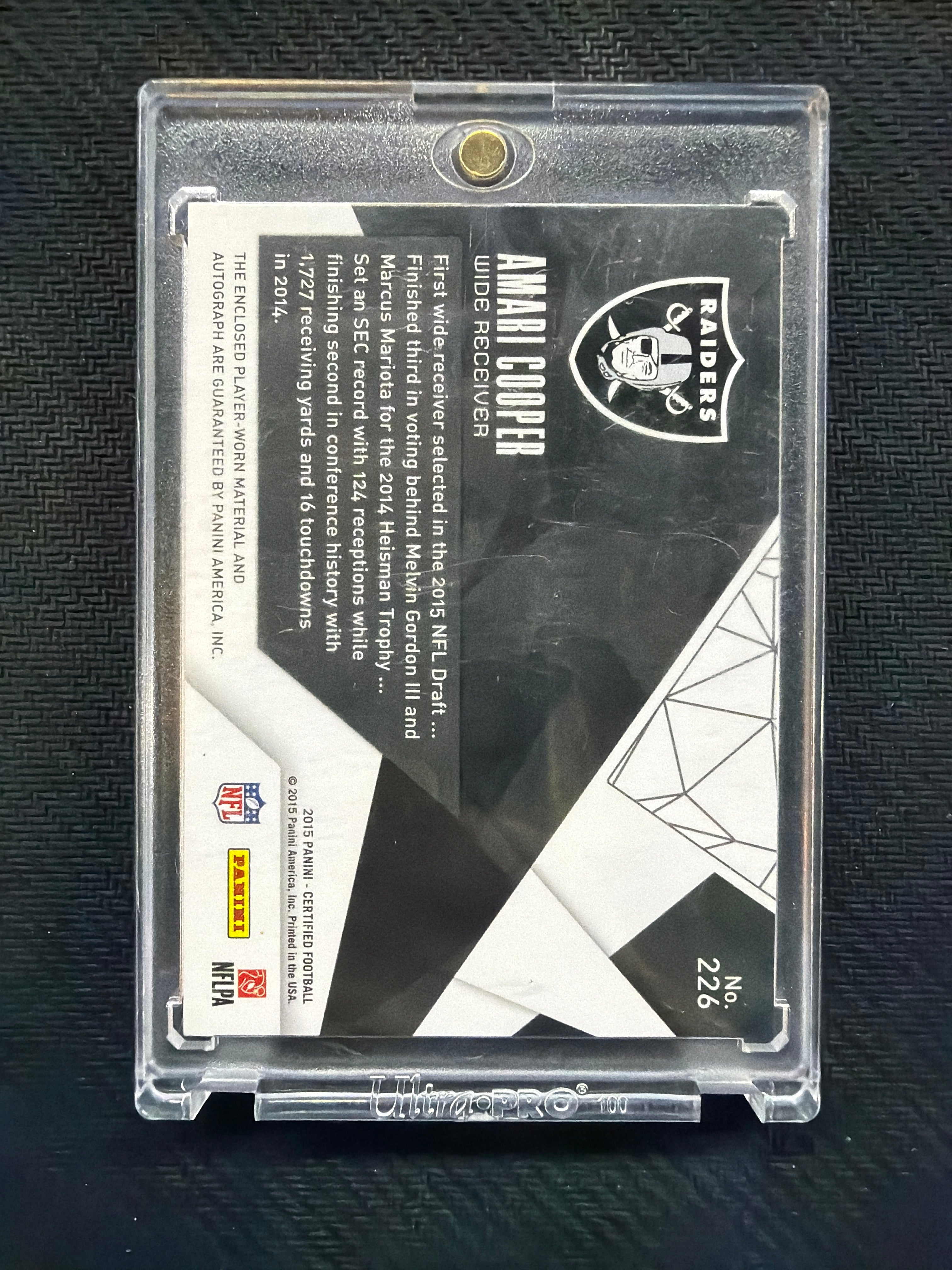 2015 Panini Certified Amari Cooper Rookie Patch Auto /25 Raiders