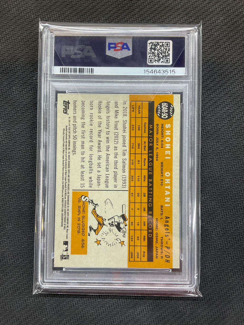 2020 Topps Archives Shohei Ohtani 1960 All-Star Rookies PSA 10 515