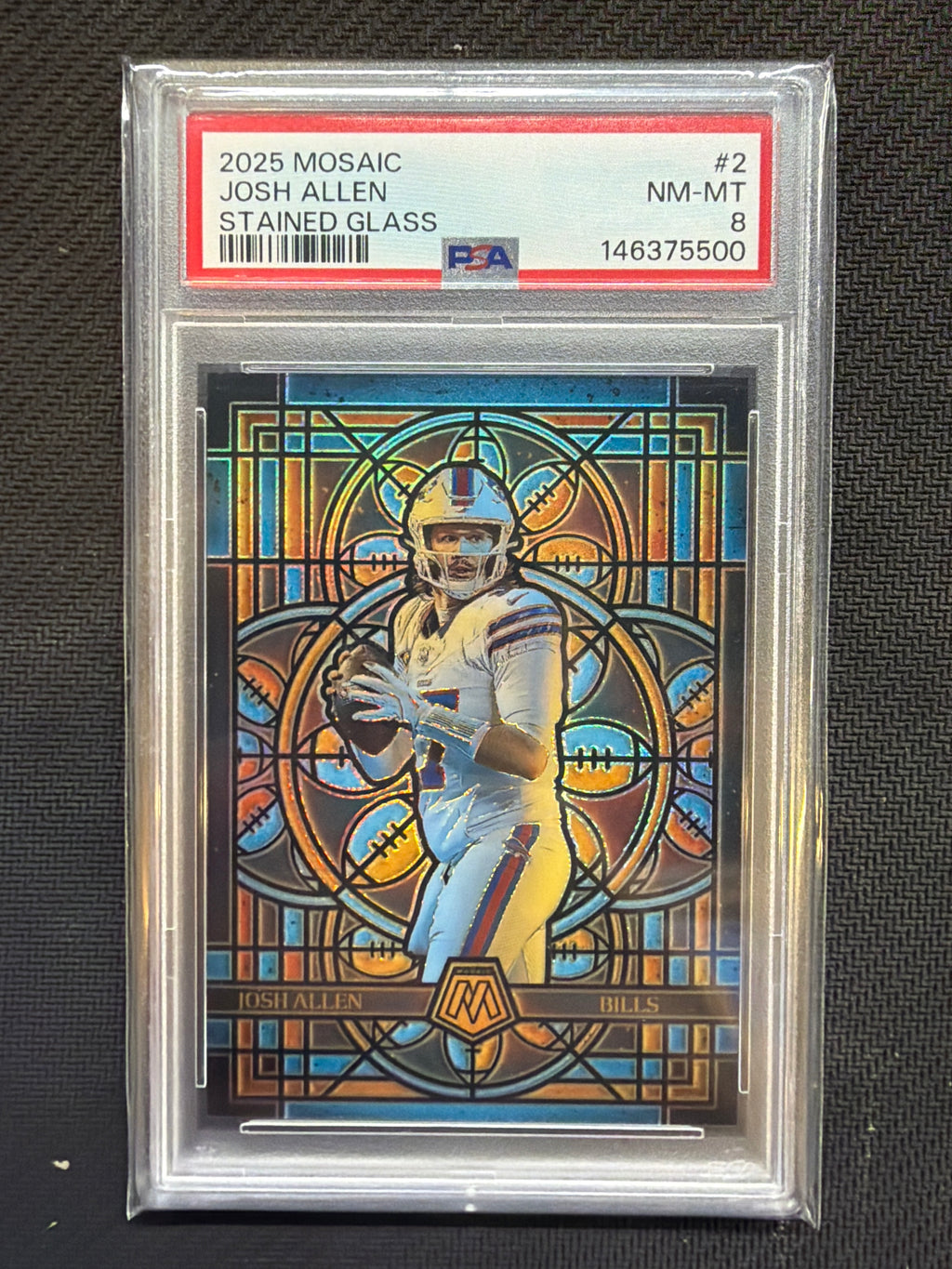2025 Mosaic Josh Allen #2 Stained Glass PSA 8 Bills 500