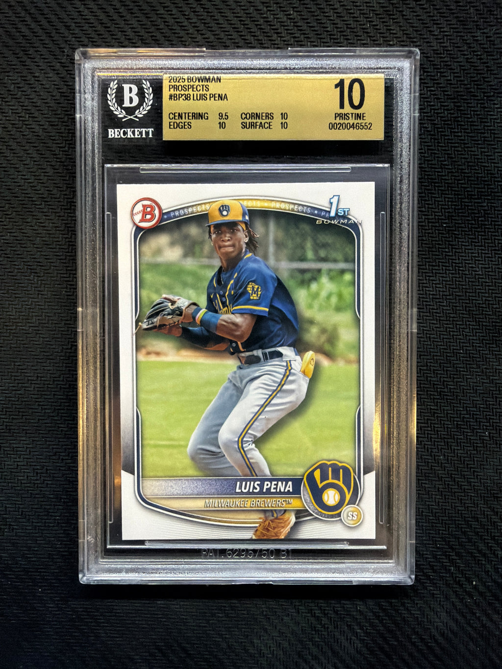 2025 Bowman Luis Pena Prospects BGS 10 Brewers