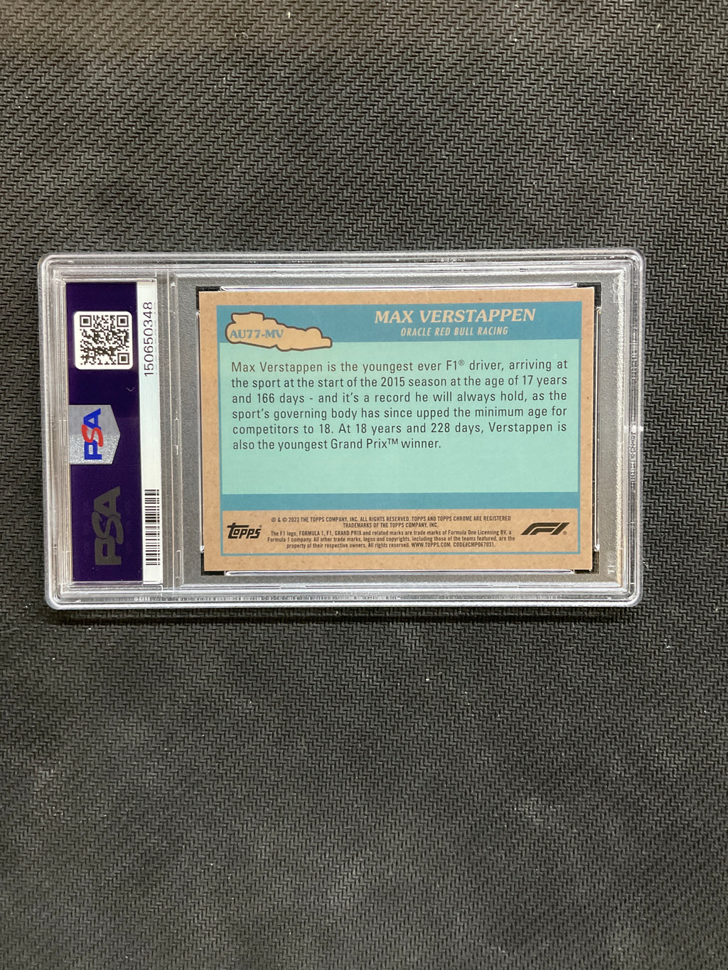 2023 Topps Chrome F1 Max Verstappen Autos Of 1997 PSA 9