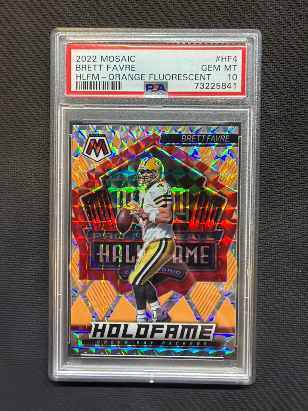 2022 Mosaic Brett Farve Hall of Fame Orange Fluorescent /25 PSA 10 Packers