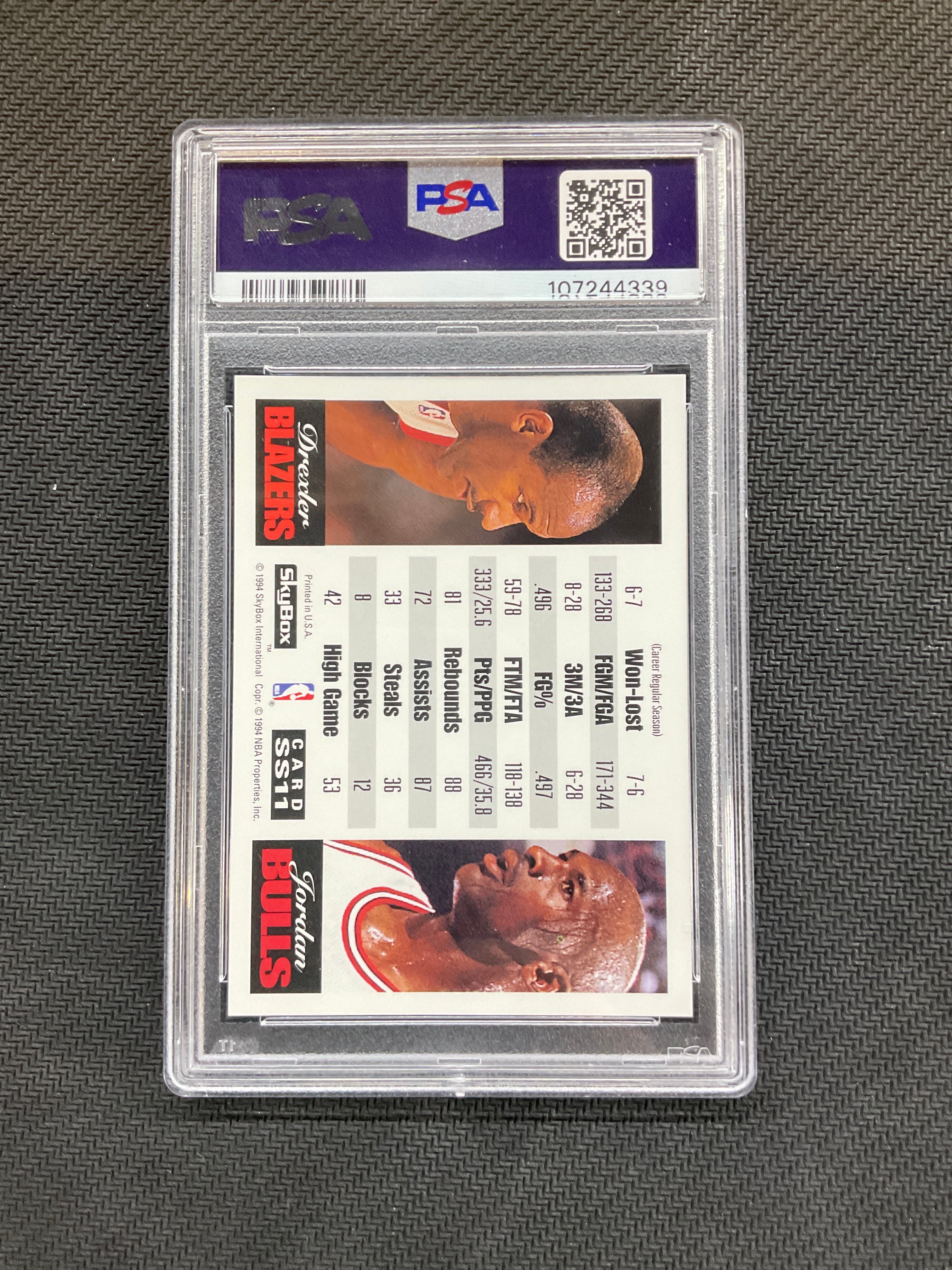 993 Skybox Premium Michael Jordan Clyde Drexler Showdown Series PSA 8