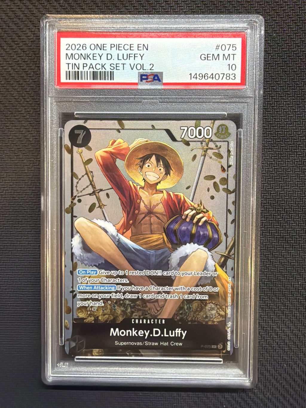 2026 One Piece Tin Pack Set Volume 2 Monkey D Luffy 075 PSA 10 783