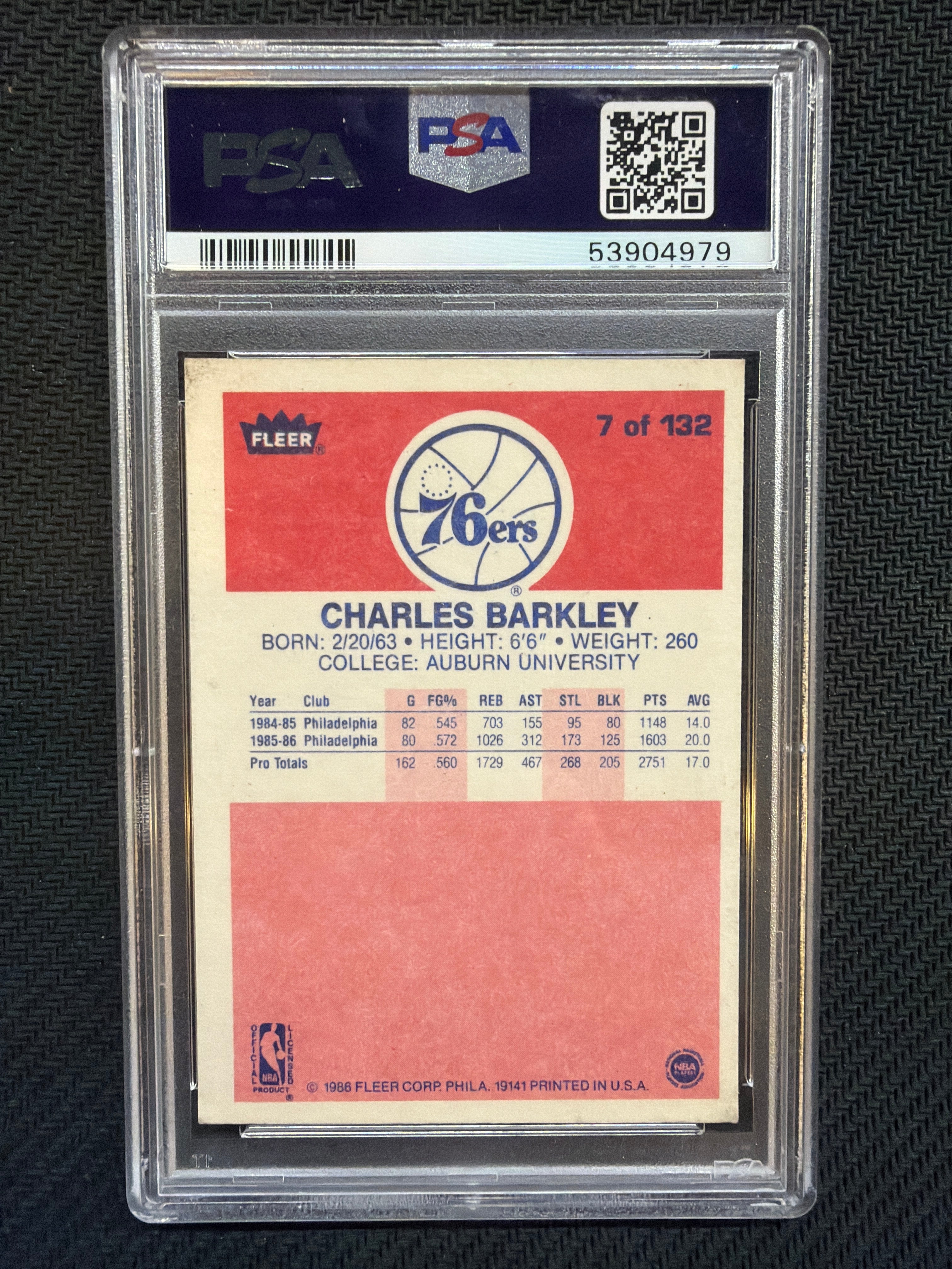 1986 Fleer Charles Barkley #7 PSA 3 76ers