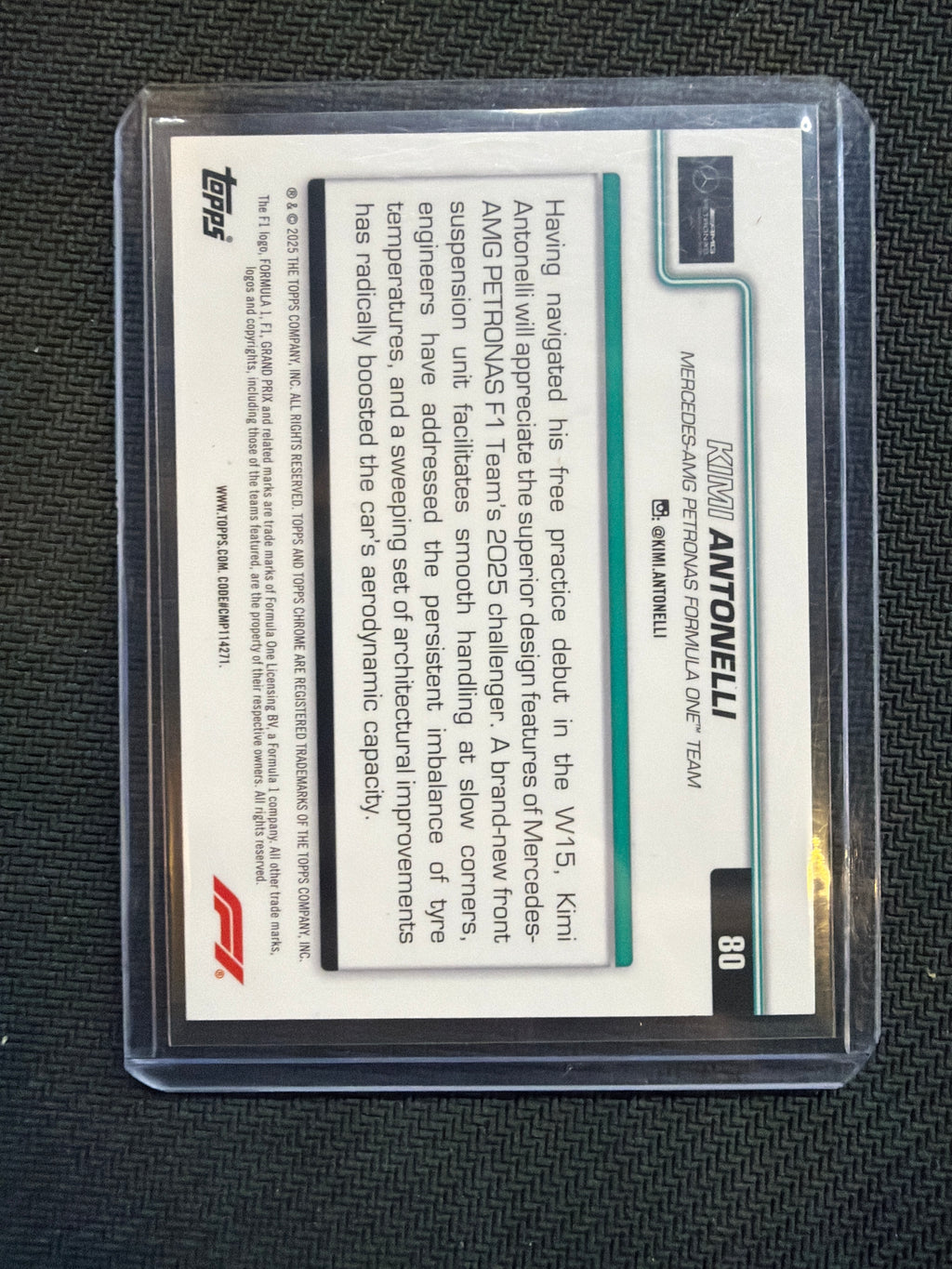 2025 Topps Chrome F1 Kimi Antonelli Rookie Black Raywave /10