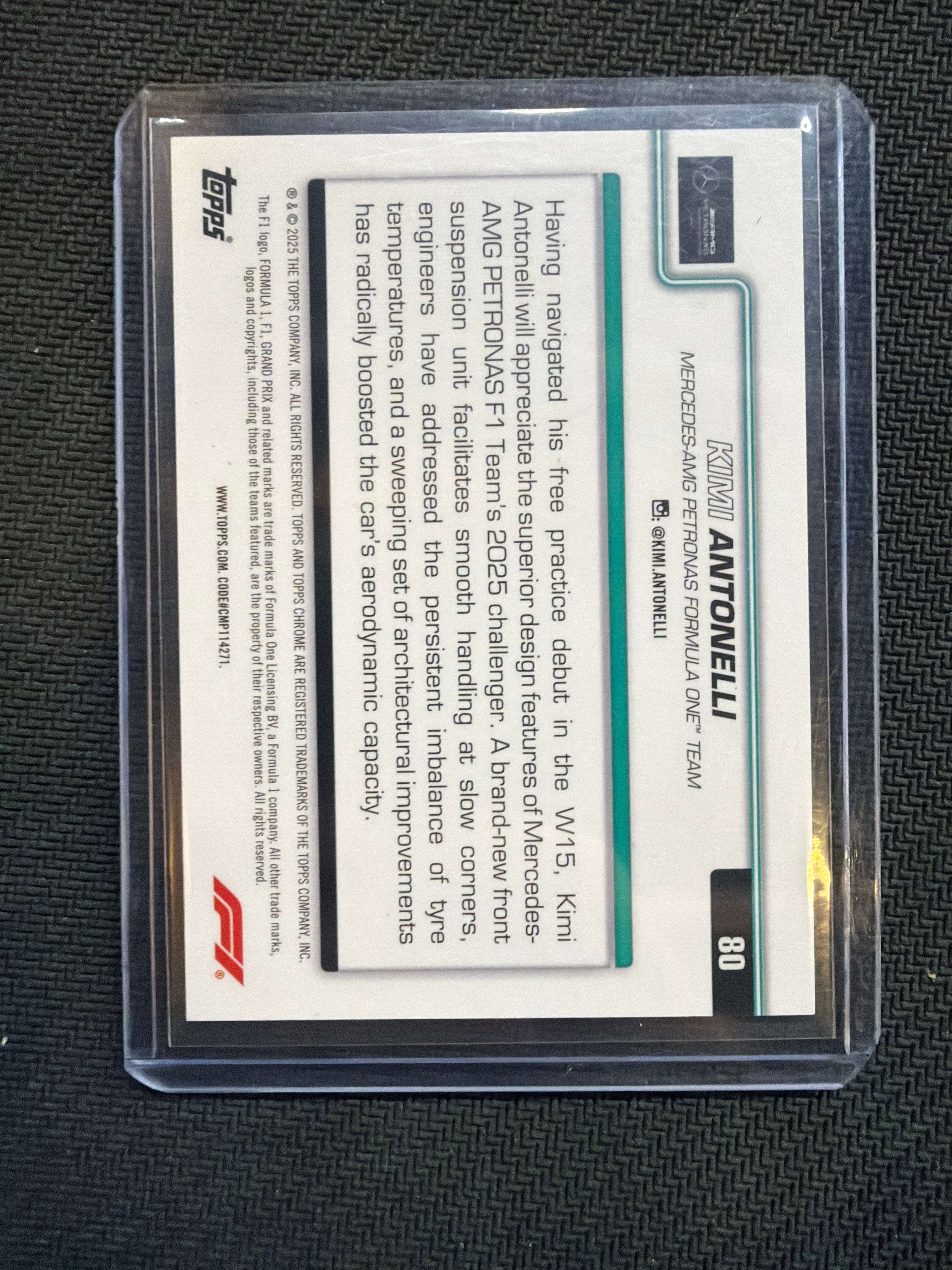 2025 Topps Chrome F1 Kimi Antonelli Rookie Black Raywave /10