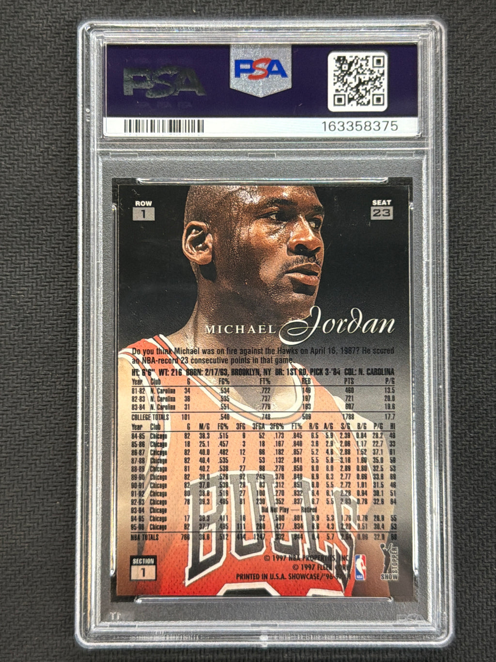 1996 Flair Showcase Michael Jordan Row 1 PSA 7 375
