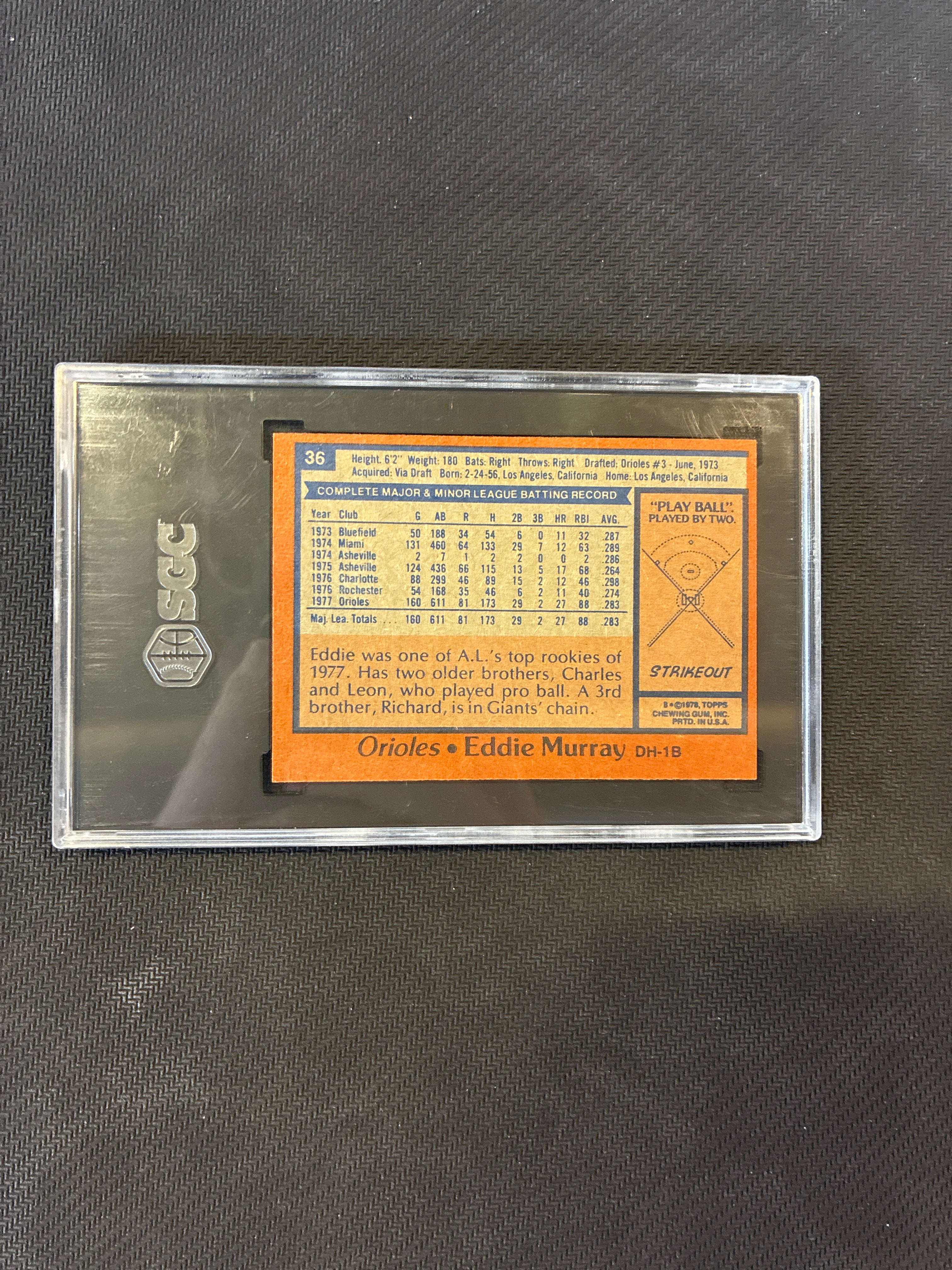 1978 Topps #36 Eddie Murray SGC 3 Rookie