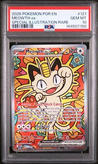 2026 Pokemon Perfect Order Meowth ex 121 PSA 10