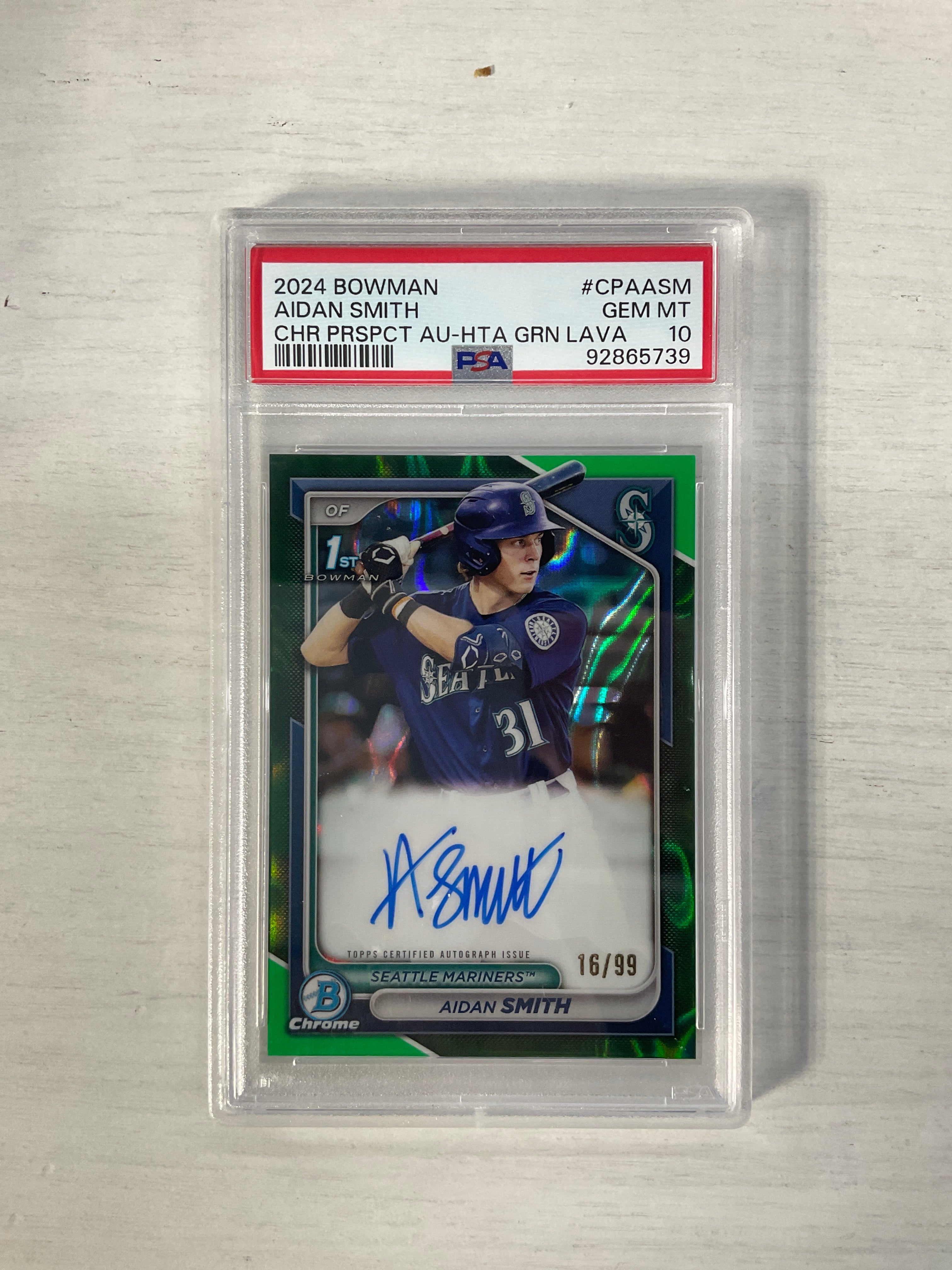 2024 Bowman Aidan Smith Green Lava Auto /99 PSA 10
