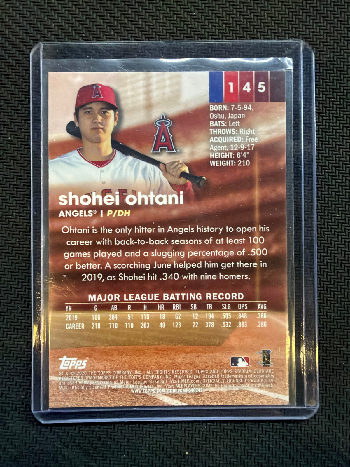 2020 Topps Stadium Club Chrome Shohei Ohtani #145 Angels
