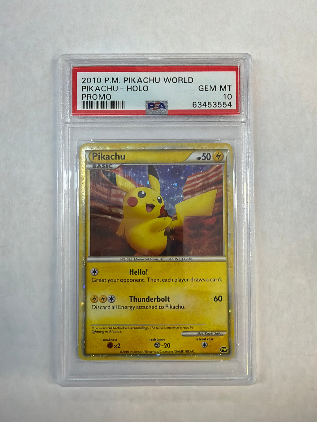 2010 Pokemon Pikachu World Pikachu Promo Holo PSA 10