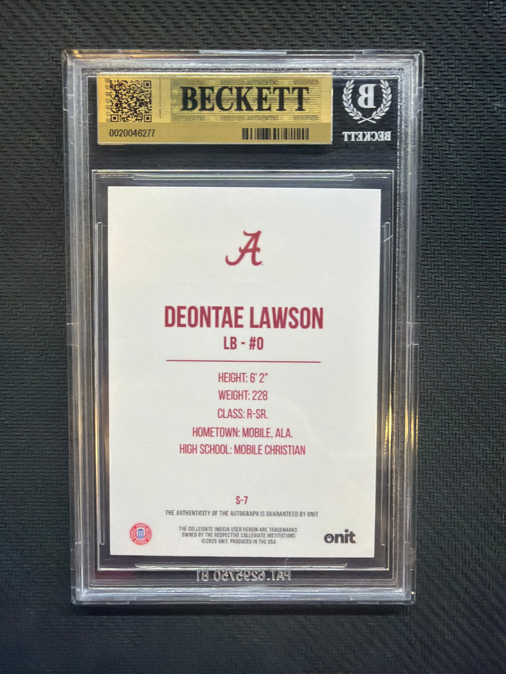 2025 Onit Alabama Deontae Lawson Shimmer Auto BGS 9.5 Alabama