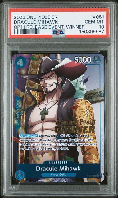 2025 One Piece OP11 Release Event Winner Dracule Mihawk 081 PSA 10