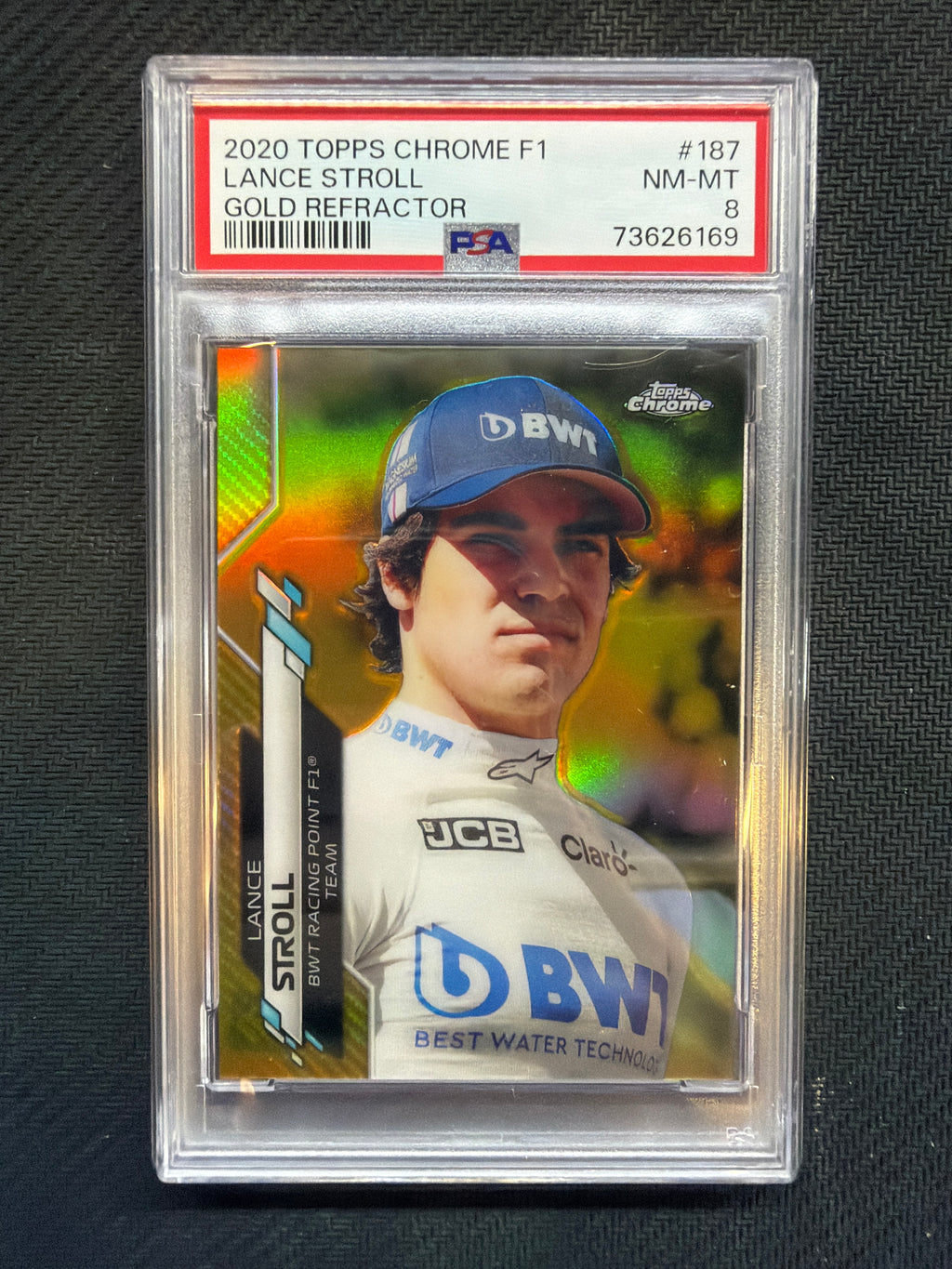 2020 Topps Chrome F1 Lance Stroll Gold Refractor #187 PSA 8