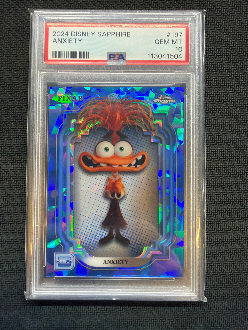 2024 Topps Chrome Disney Sapphire Anxiety #197 PSA 10