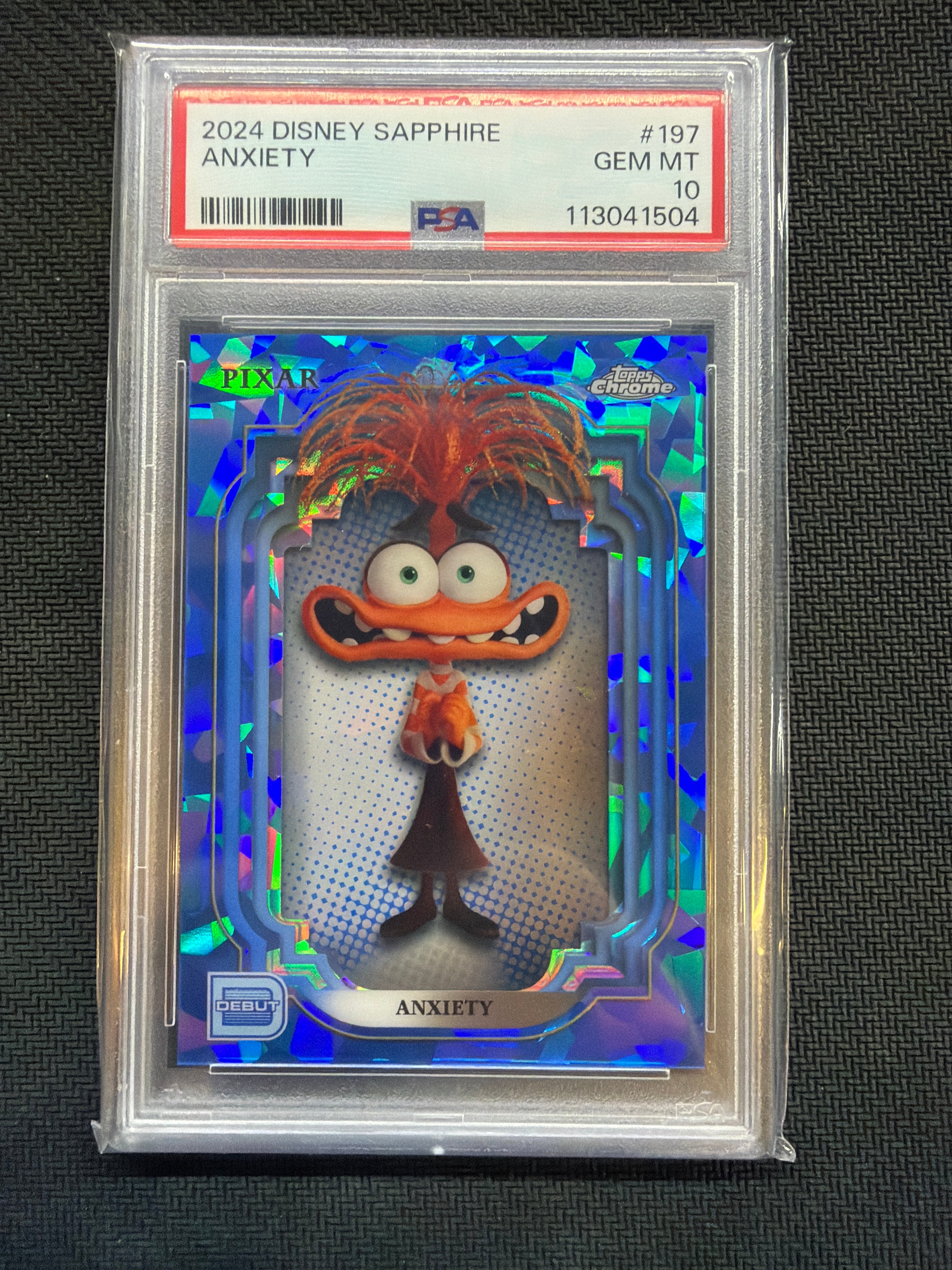 2024 Topps Chrome Disney Sapphire Anxiety #197 PSA 10