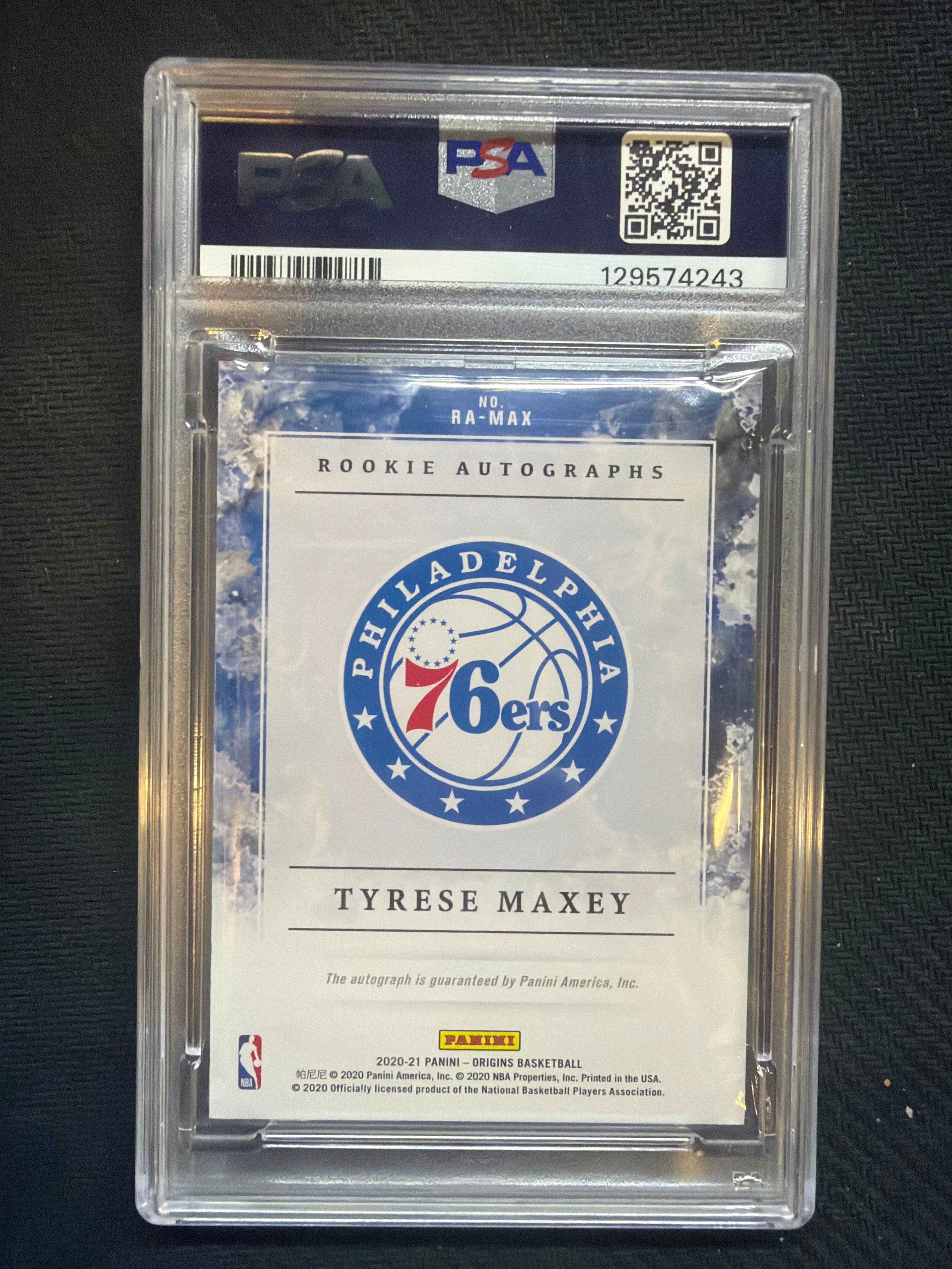 2020 Panini Origins Tyrese Maxey Rookie Auto Blue /49 PSA 9