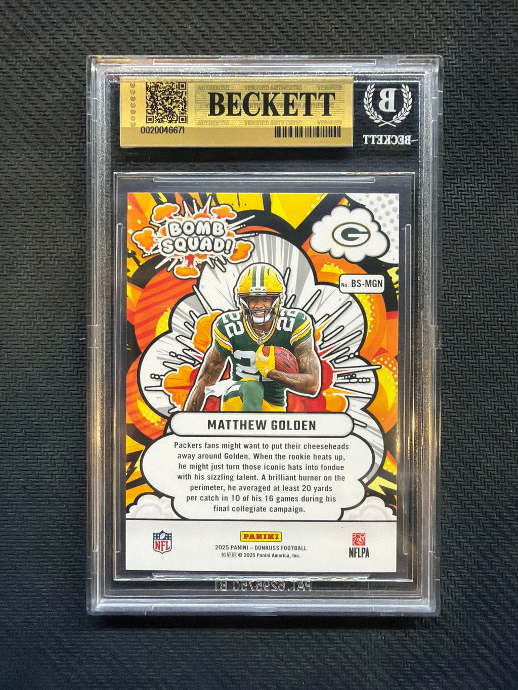 2025 Donruss Matthew Golden Rookie Bomb Squad BGS 9.5 Packers