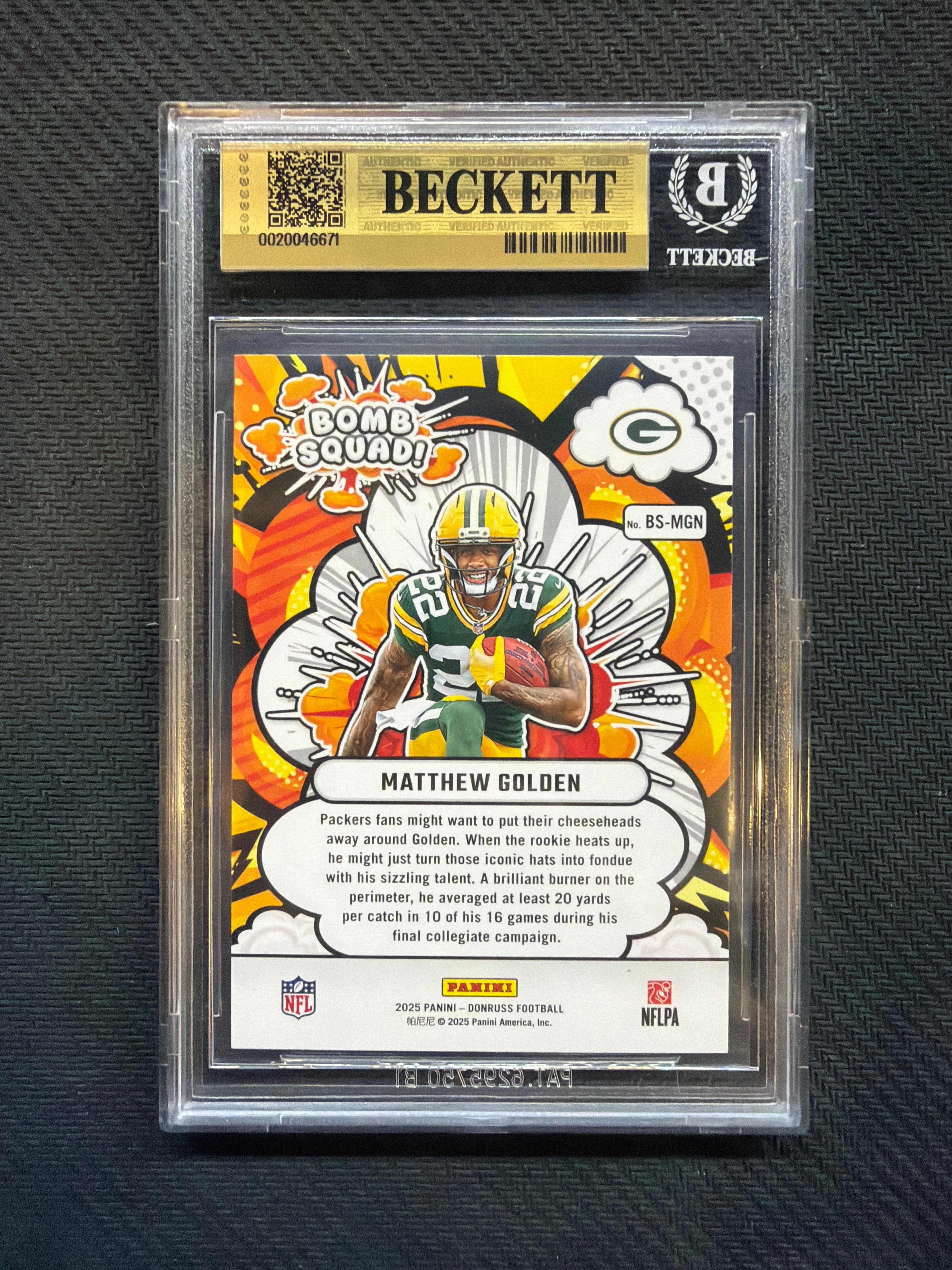 2025 Donruss Matthew Golden Rookie Bomb Squad BGS 9.5 Packers