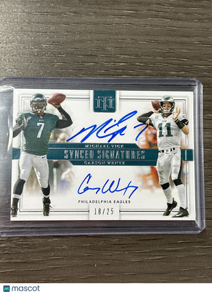 2018 National Treasures Michael Vick Carson Wentz Dual Auto /25