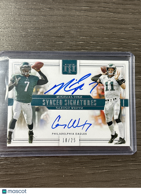 2018 National Treasures Michael Vick Carson Wentz Dual Auto /25