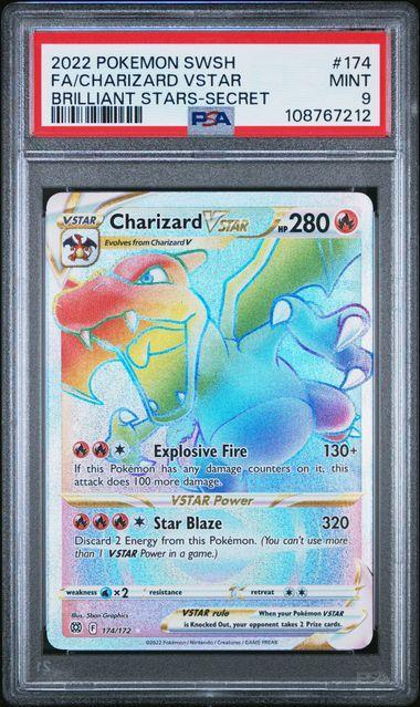 2022 Pokemon Brilliant Stars Charizard Vstar 174 PSA 9