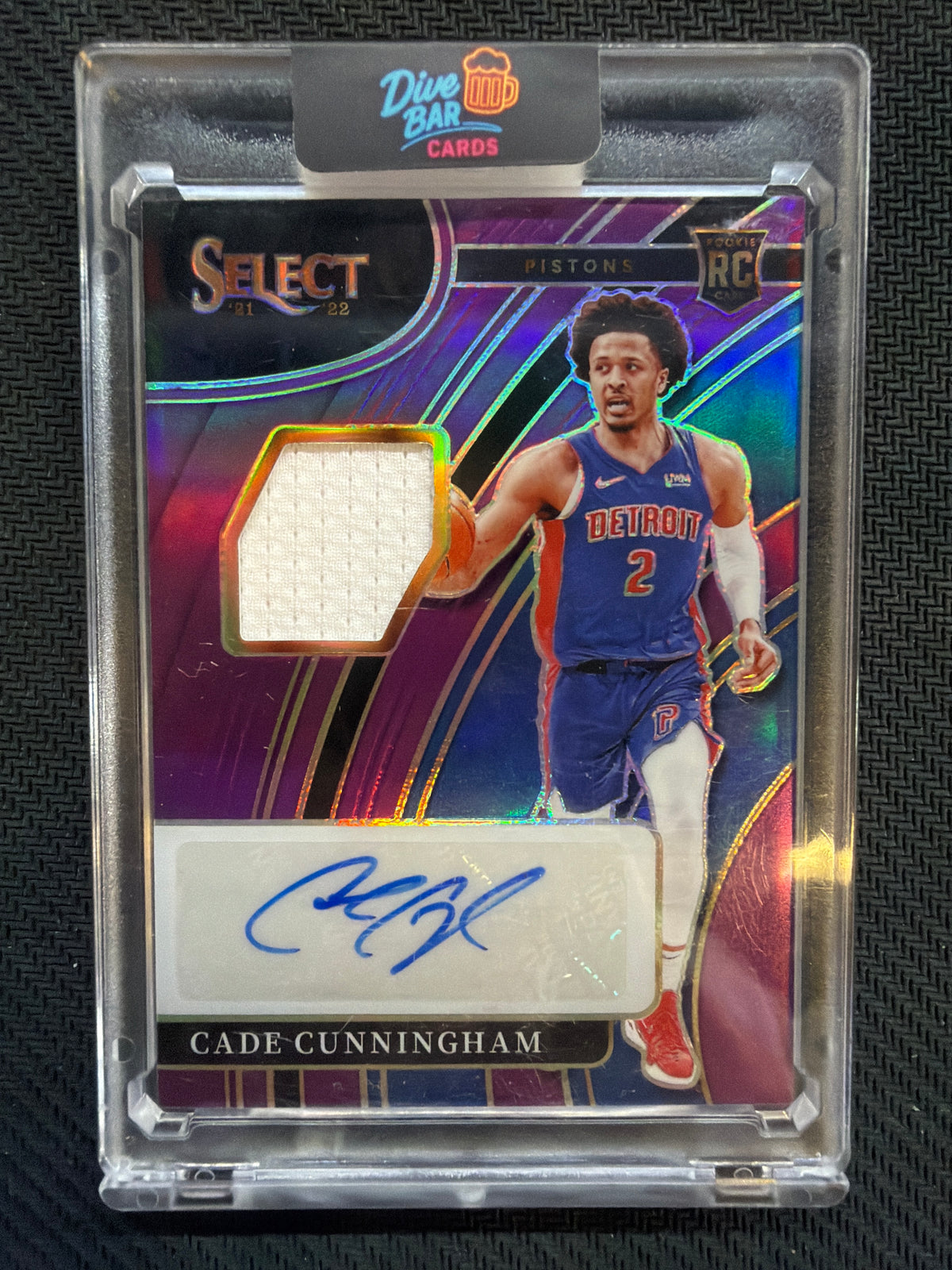 2021-22 Panini Select Cade Cunningham Rookie Patch Auto Purple /99 #RJ-CCM Pistons